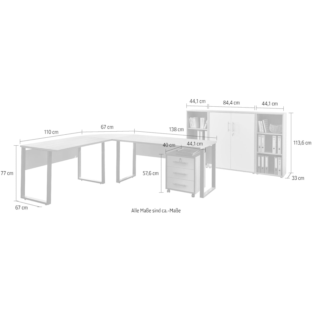 BMG Möbel Büro-Set »Tabor Office 2«, (Set, 6 St.)