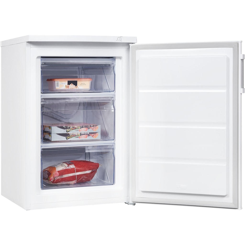 exquisit Gefrierschrank »GS81-H-010D weiss«, 85 cm hoch, 56 cm breit, 85 Liter Nutzinhalt, Flexibler Türanschlag, 4 Sterne Gefrieren