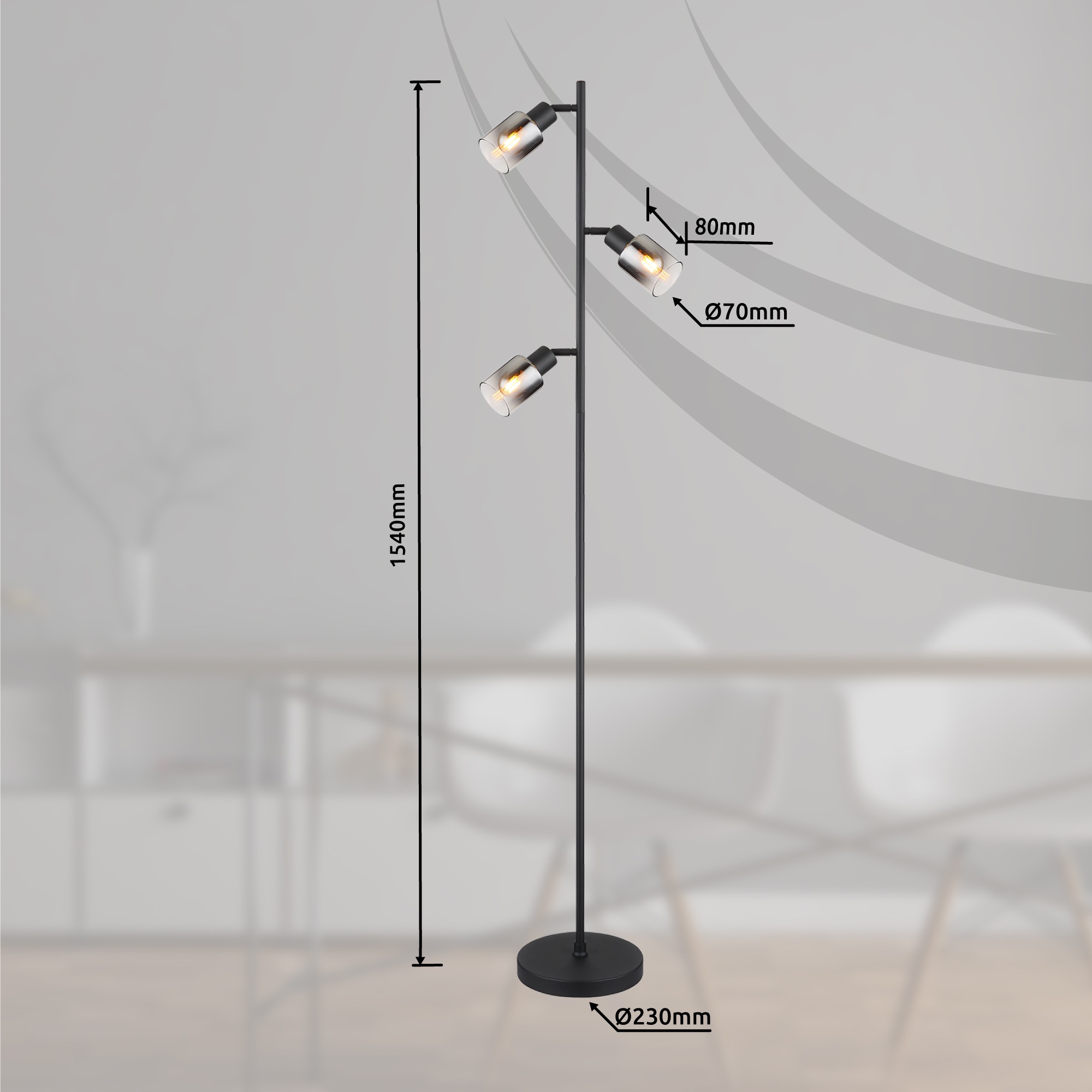 GLOBO LIGHTING Stehlampe »HUBERTUS« E14 1 Stk. Stehlampe Wohnzimmer Schlafzimmer Flur Design-Leuchte