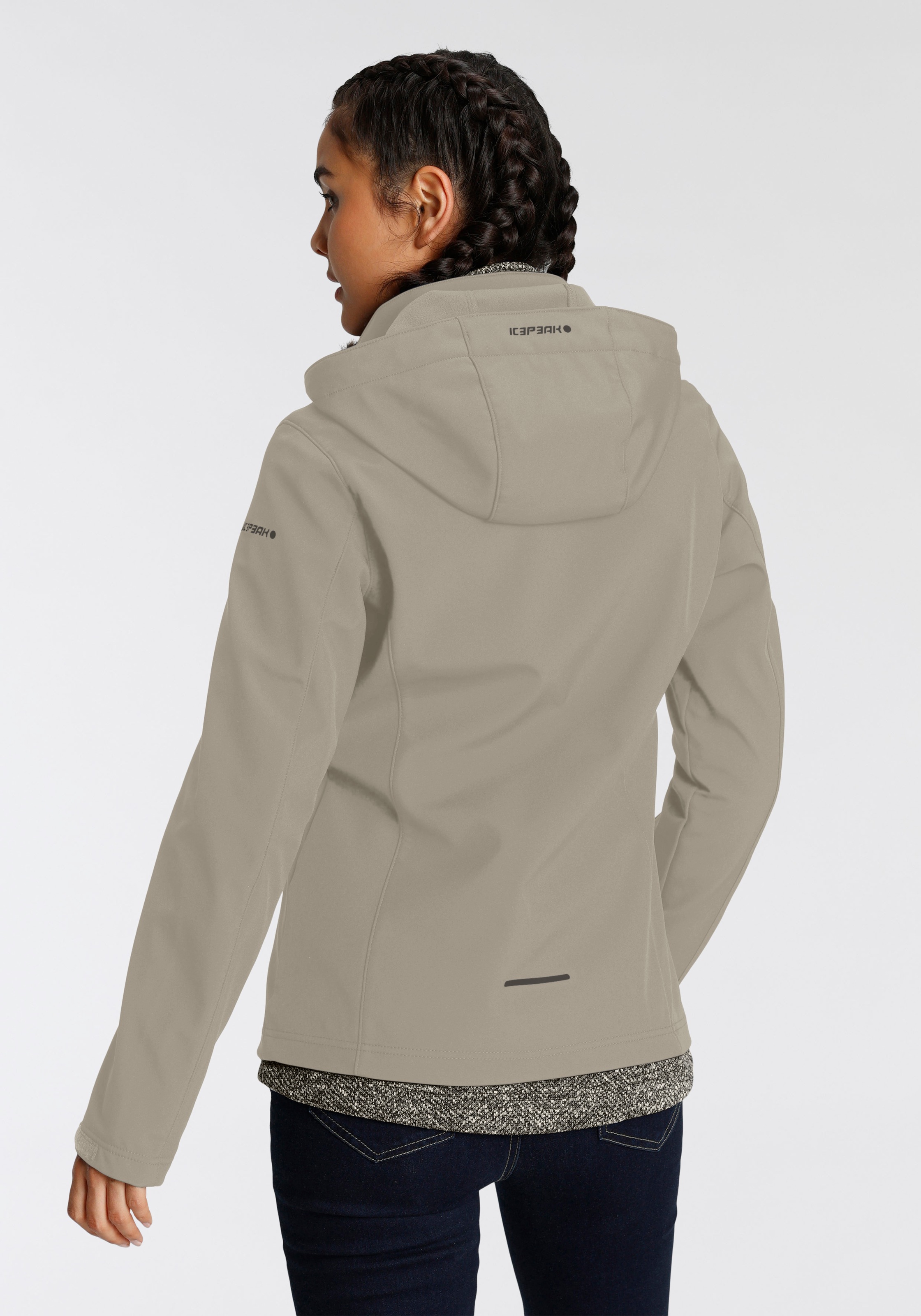 Icepeak Softshelljacke "BRENHAM" mit Kapuze mit abnehmbarer Kapuze, winddic günstig online kaufen