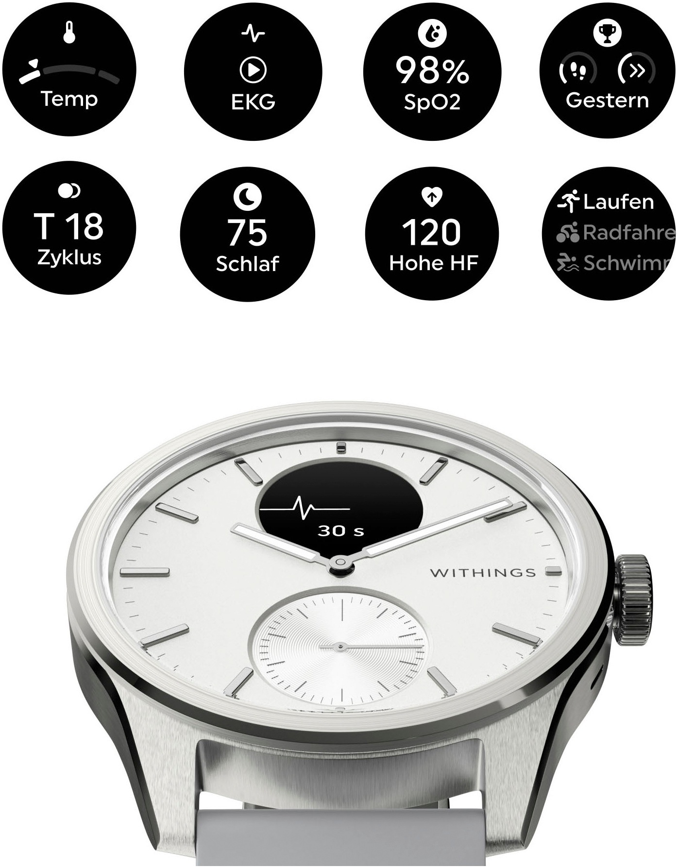 Withings Smartwatch »ScanWatch 2 42mm«, HealthSense OS,)