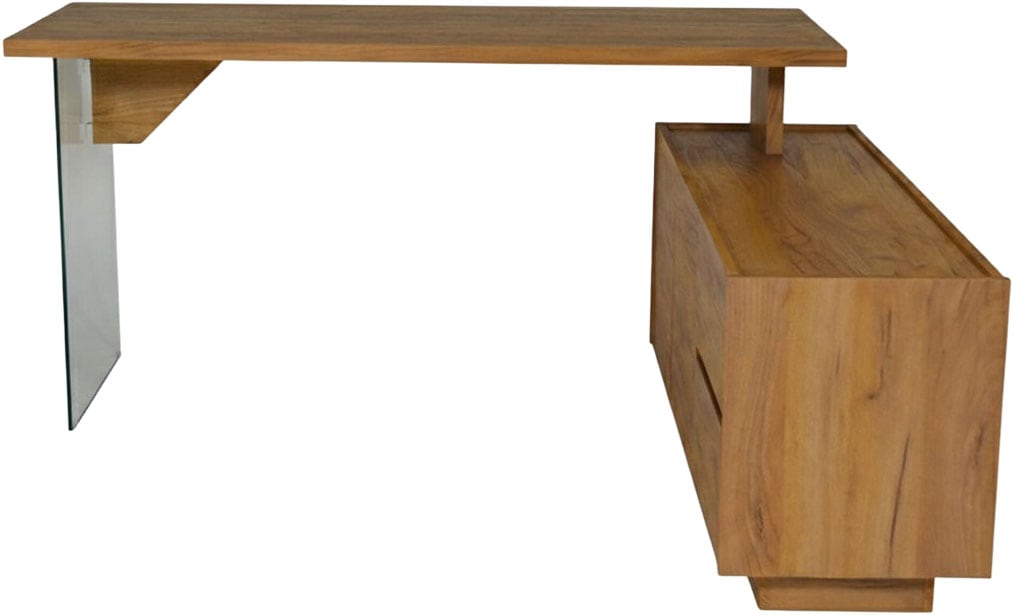 Jahnke Eckschreibtisch "LUX C 160 E" Eckschreibtisch, wechselseitig montierbar, Glas, 2 Fächer+2Schubladen