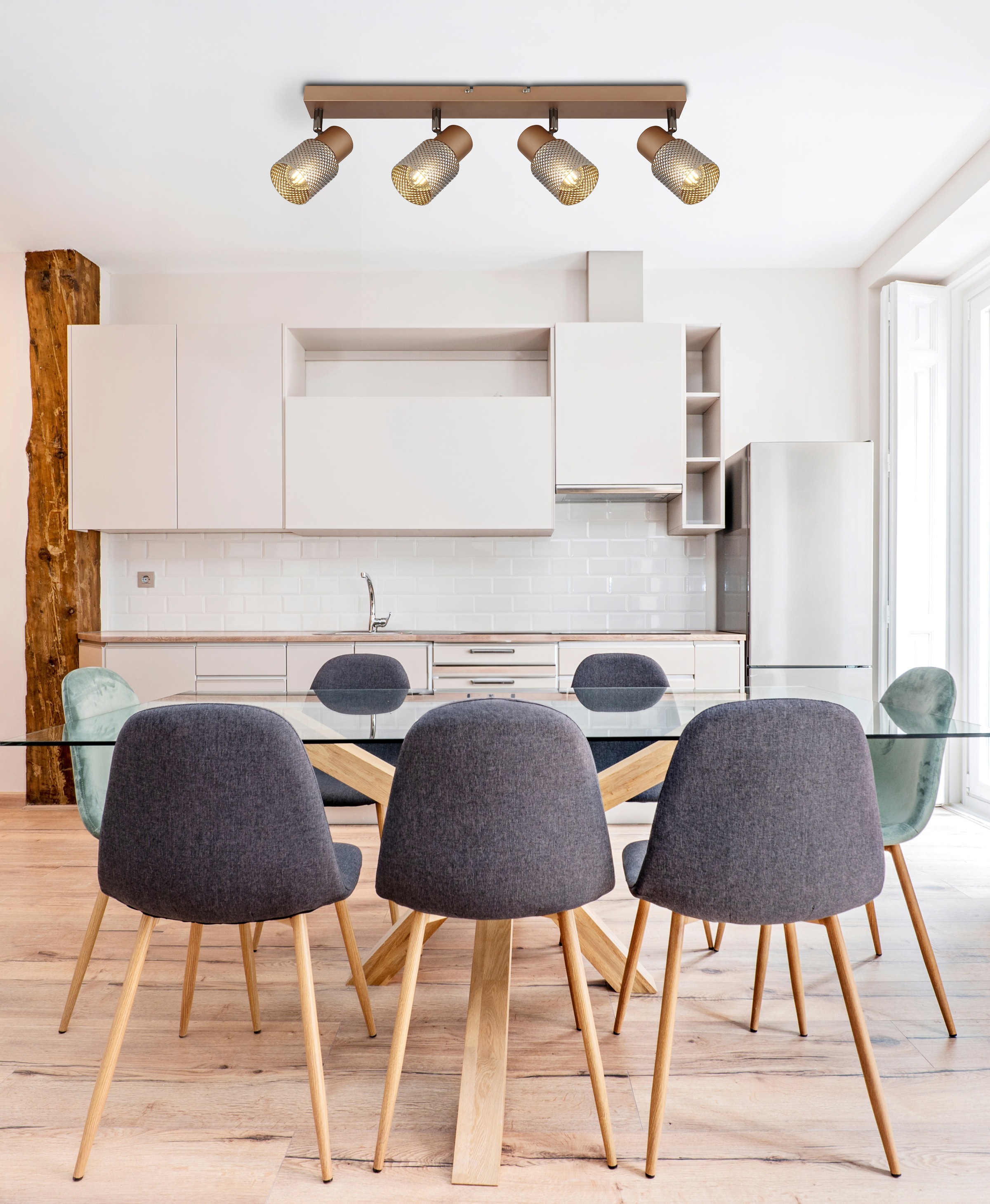 GLOBO LIGHTING Deckenstrahler »SATELLA«, Leuchtmittel E14 | ohne Leuchtmittel, Deckenspot/kaffeefarben/Glaskupferfarb./Kristalleffekt/Flur/Wohnzimmer