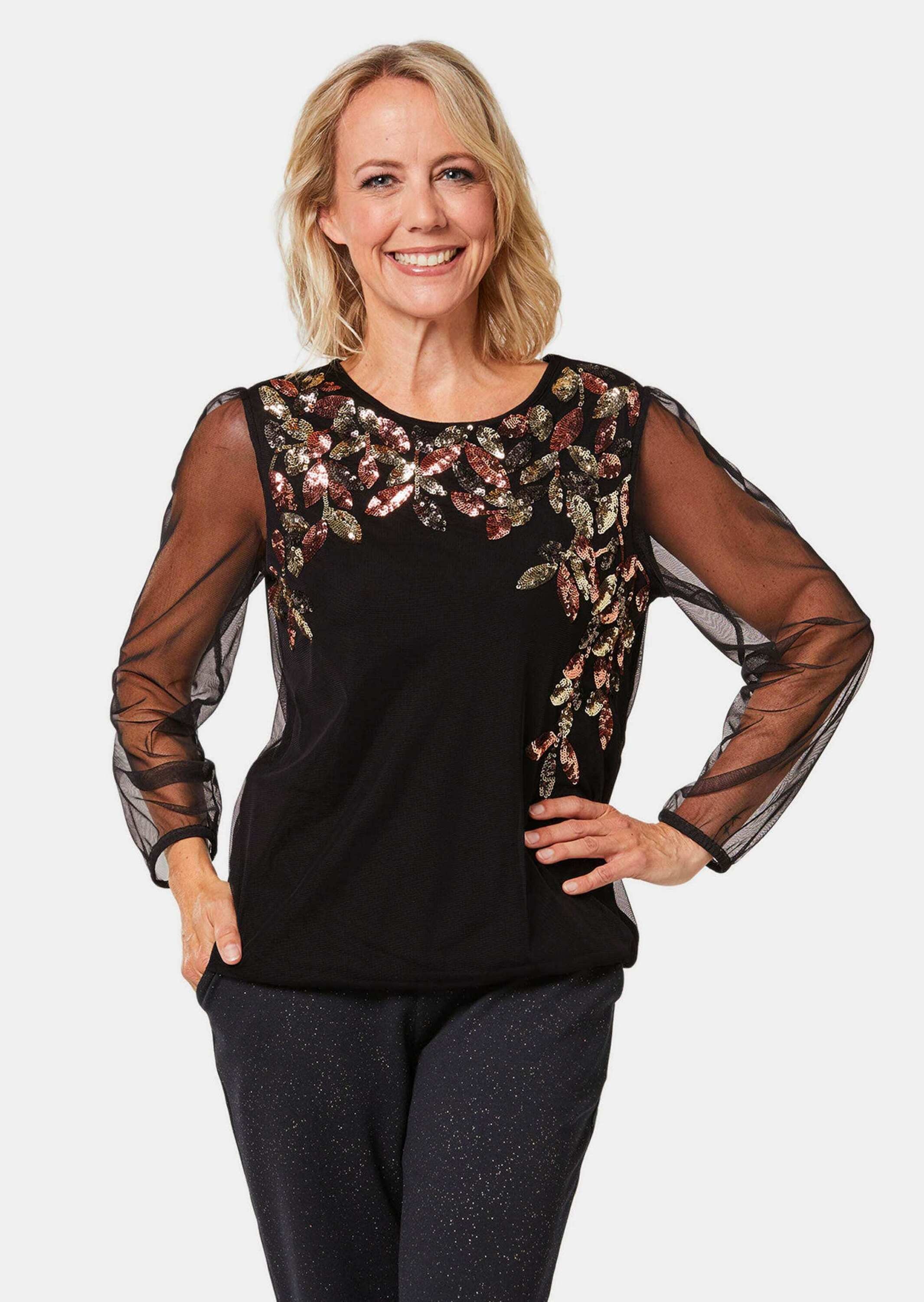 GOLDNER Longpullover "Shirt mit aufwendiger Paillettenstickerei" Aufwendig günstig online kaufen