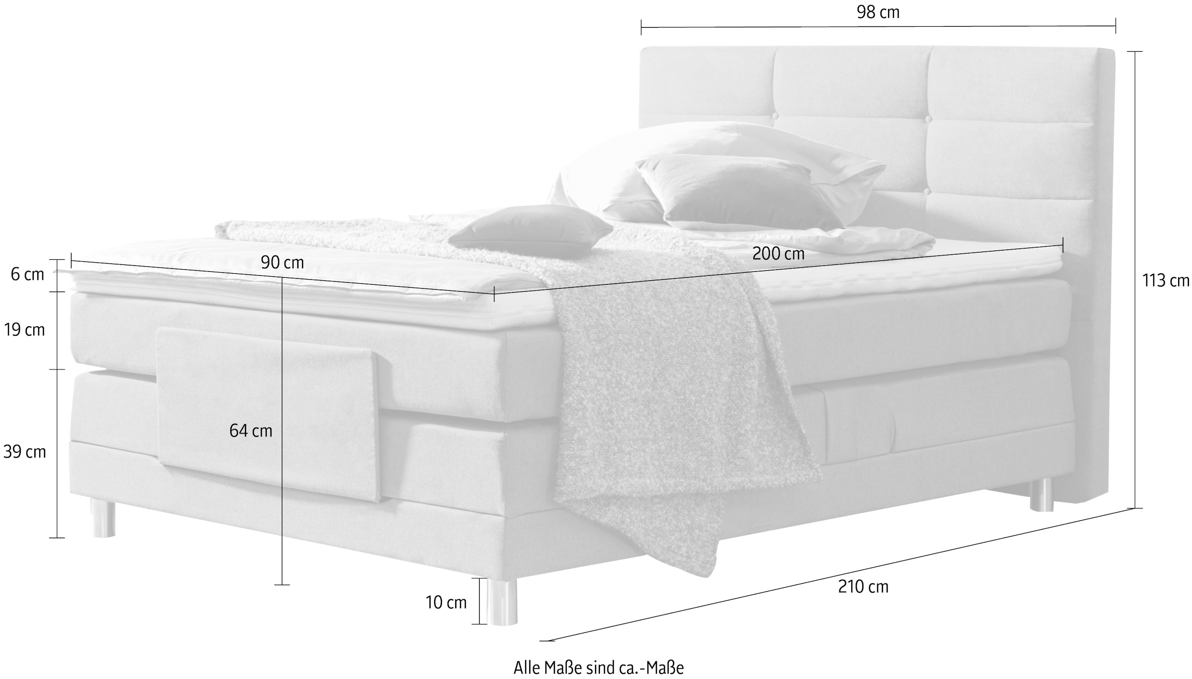alina Boxspringbett »Matea« inklusive Matratze und Topper, in verschiedenen Größen und Härtegraden