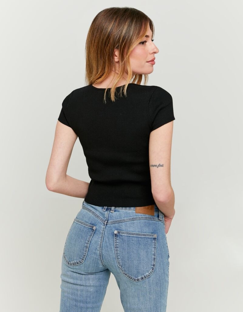 Thumbnail - Tally Weijl T-Shirt "SPUVISAZADA" Basic-Shirt, in cropped Länge und aus elastisch breitem Ripp