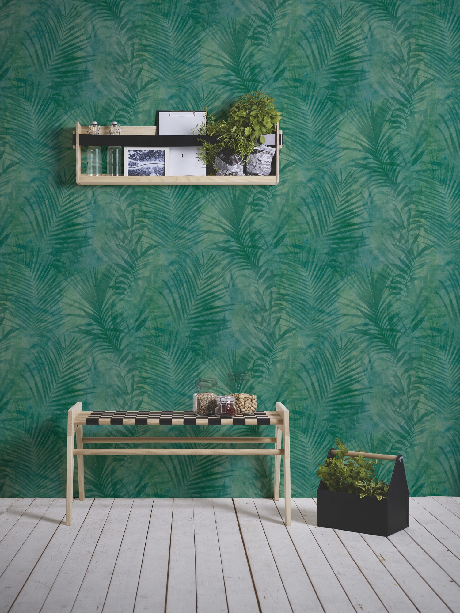 A.S. Création floral, Tapete Palmen 2.0 Bude | günstig Palmenblättern«, Tropical Concret BAUR »Neue Dschungeltapete mit Vliestapete