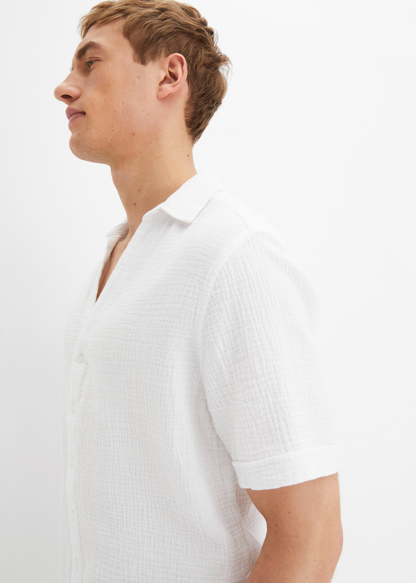 Thumbnail - bonprix Kurzarmhemd regular fit Passform, aus reiner Baumwolle, unifarben, Kentkragen