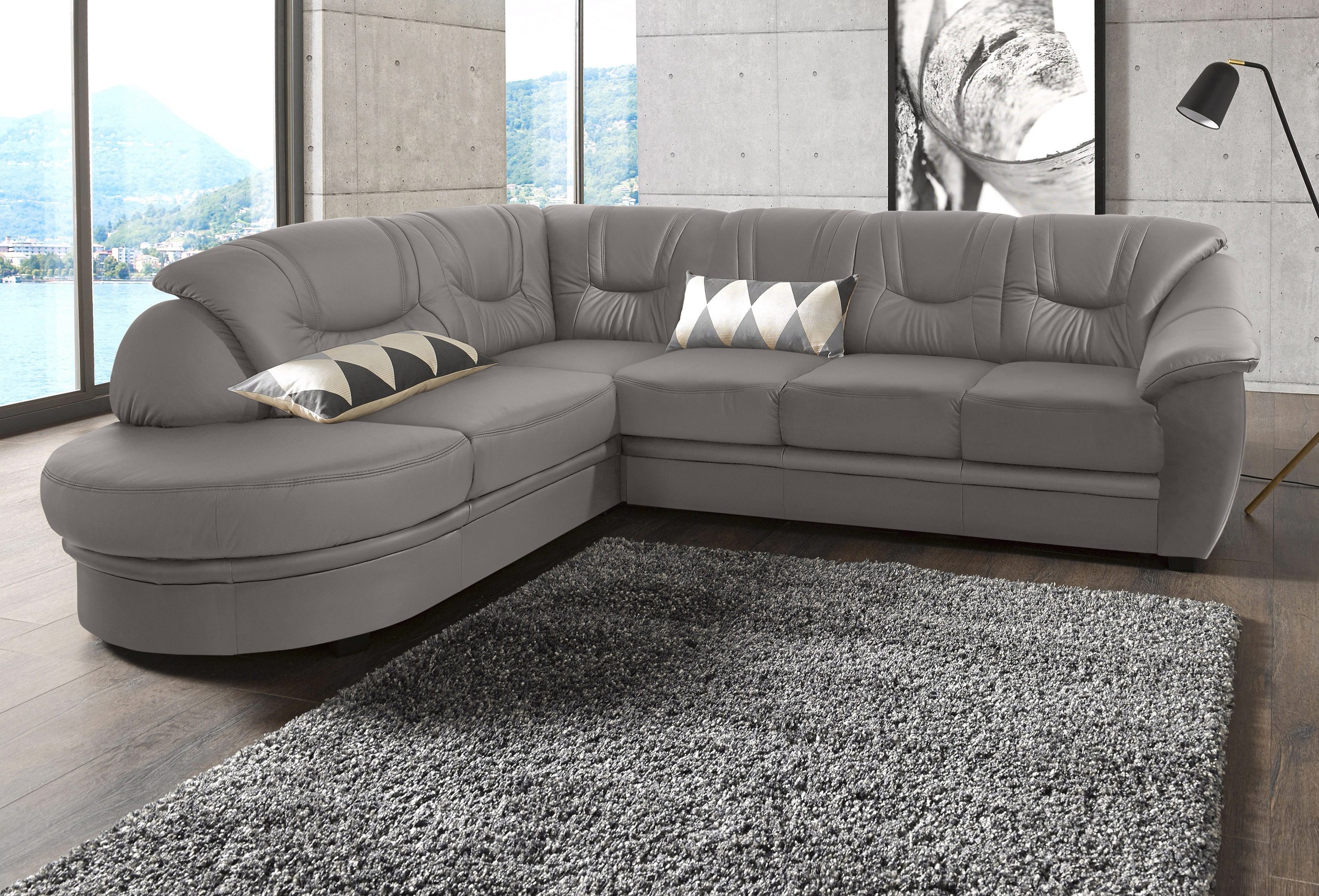 sit&more Ecksofa "Savona L-Form, B: 267 cm, Couch mit Federkern, Komfortsitzhöhe 46 cm" optional mit Schlaffunktion