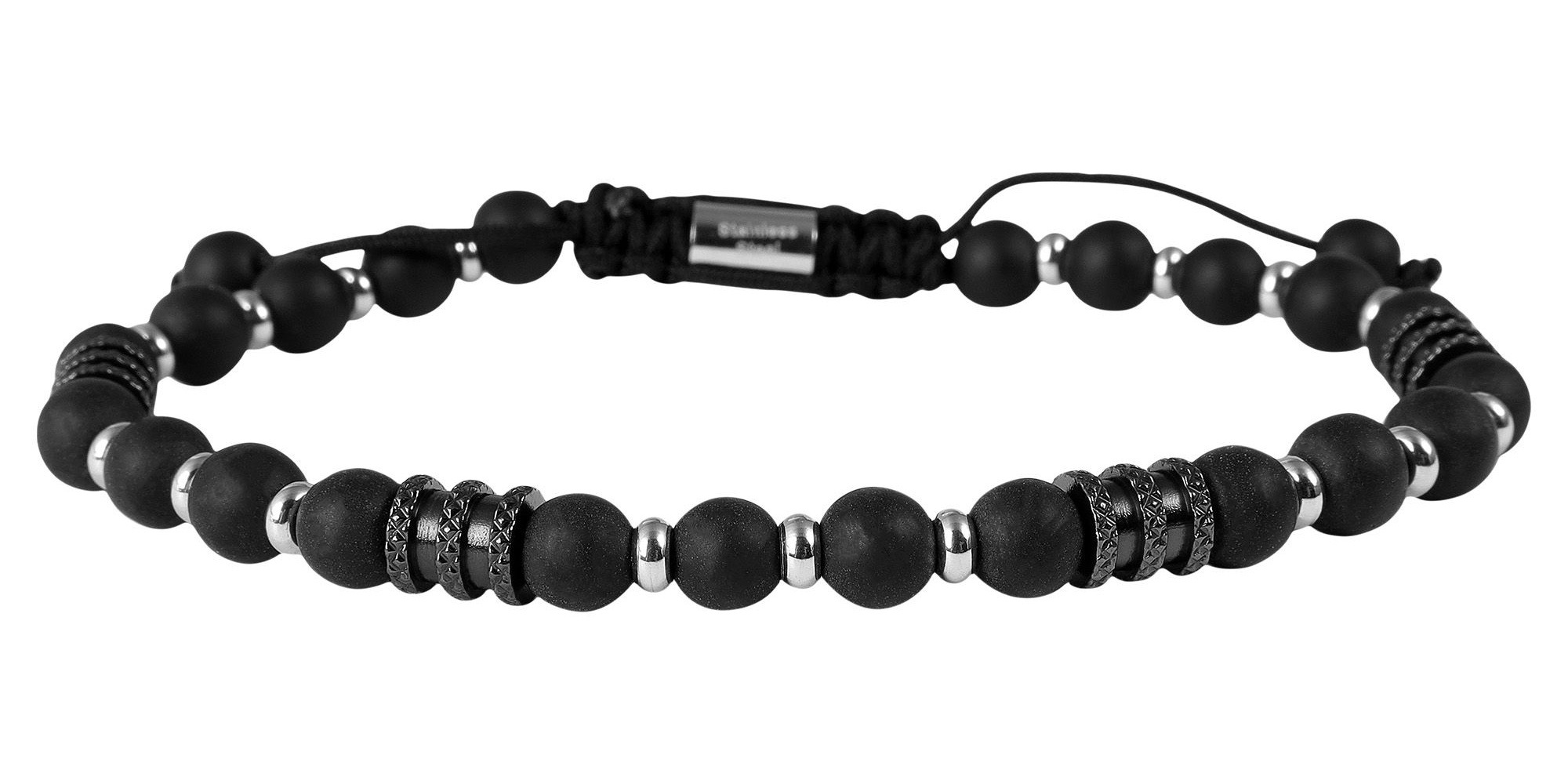 Adelia´s Gliederarmband »Unisex Armband – Kugelarmband aus Edelstahl mit Onyx 19 cm« Eine schöne Geschenkidee für jeden Anlass