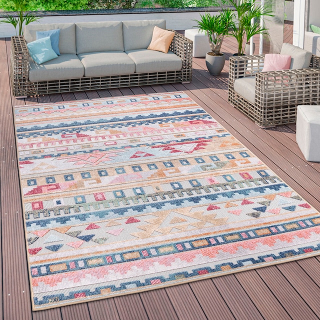 Paco Home Teppich »Fusion 763«, rechteckig, Kurzflor, gestreift, Ethno, In-  und Outdoor geeignet, Wohnzimmer kaufen | BAUR