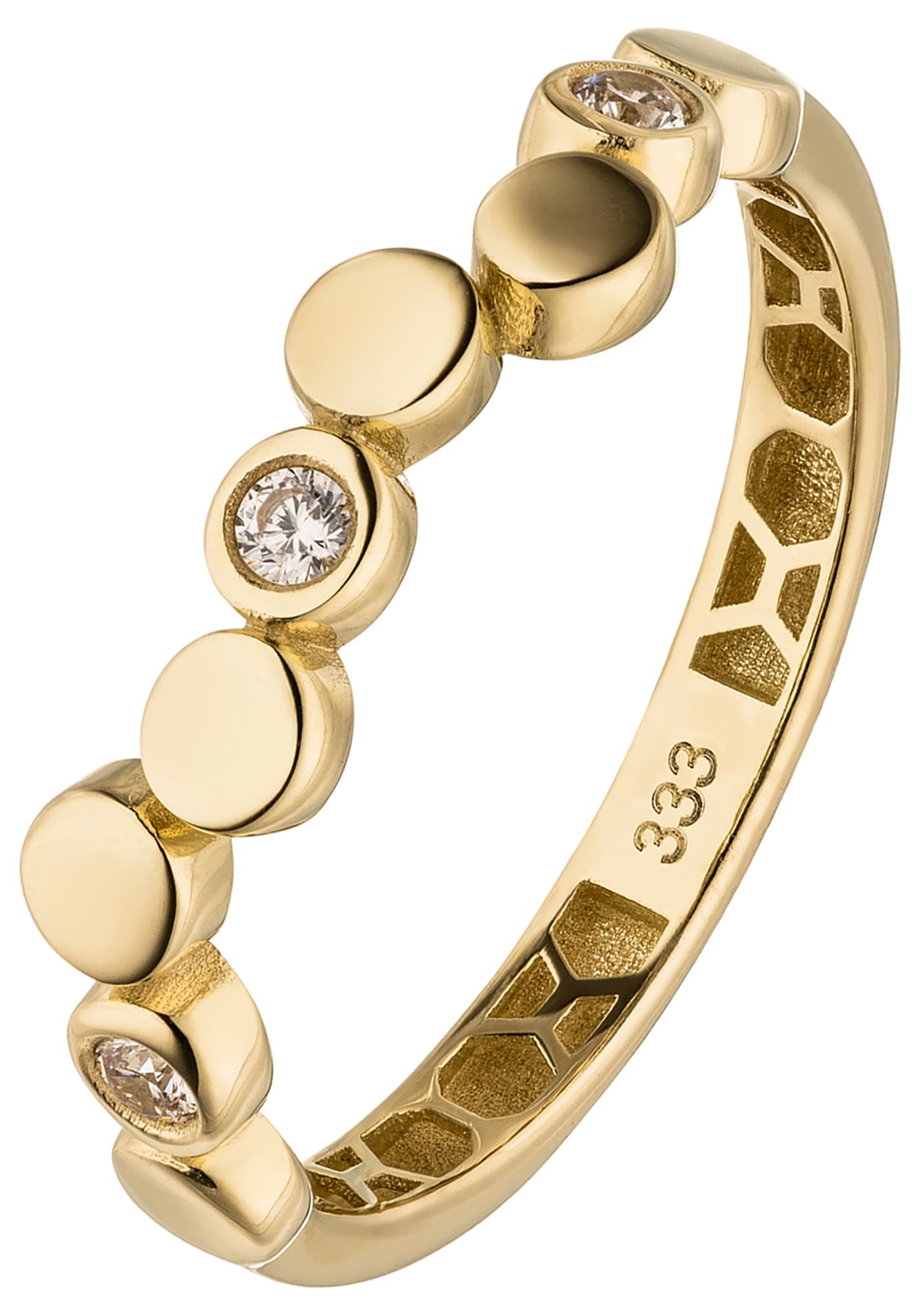 Goldring JOBO "Ring Damenring" Gr. 56, gelbgold 333, Fingerringe, Damen, 56, Gelbgold 333, Goldring, 333 Gold mit 3 Zirkonia