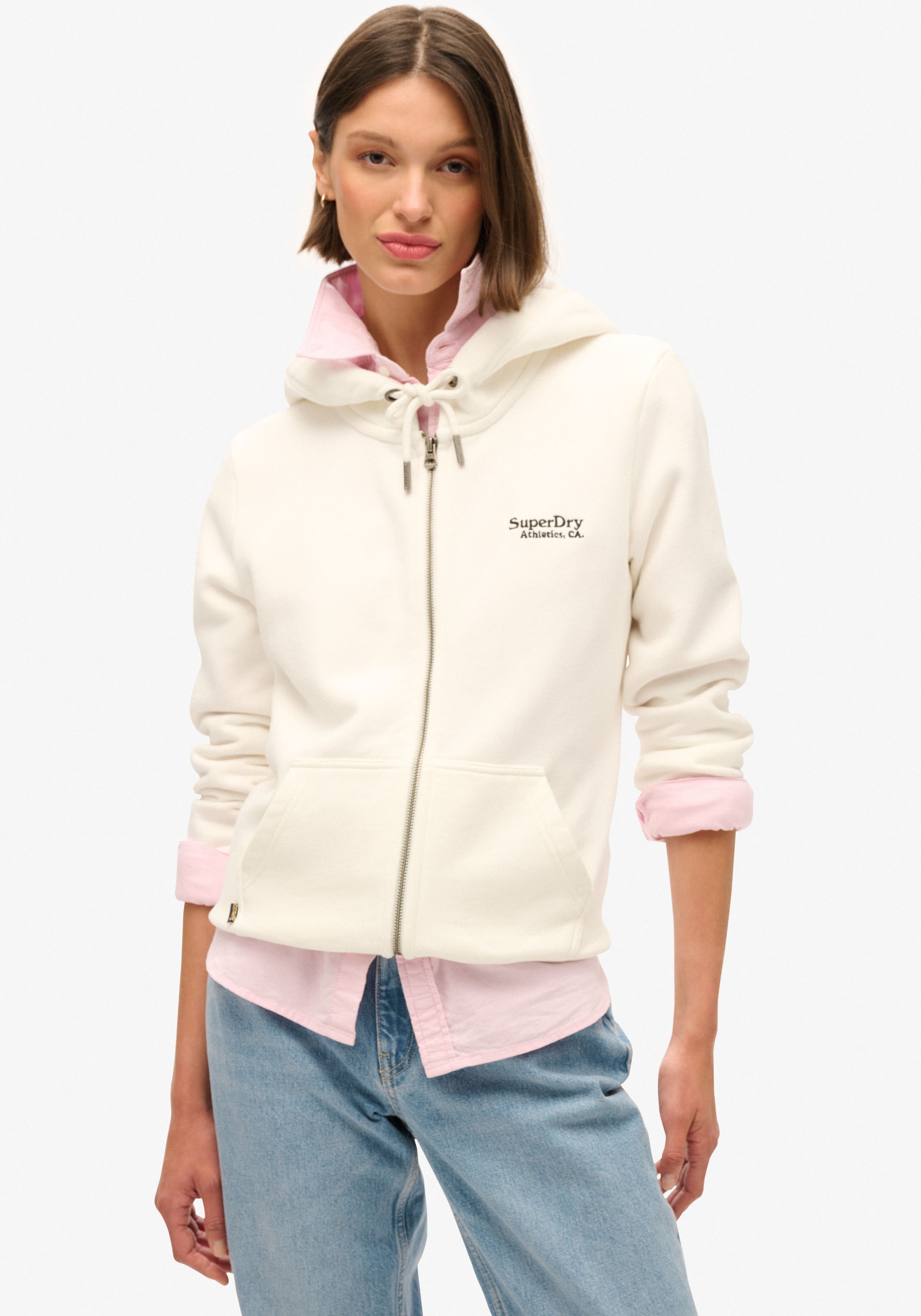 Superdry Kapuzensweatjacke "ESSENTIAL LOGO ZIP HOODIE", mit Logostickerei