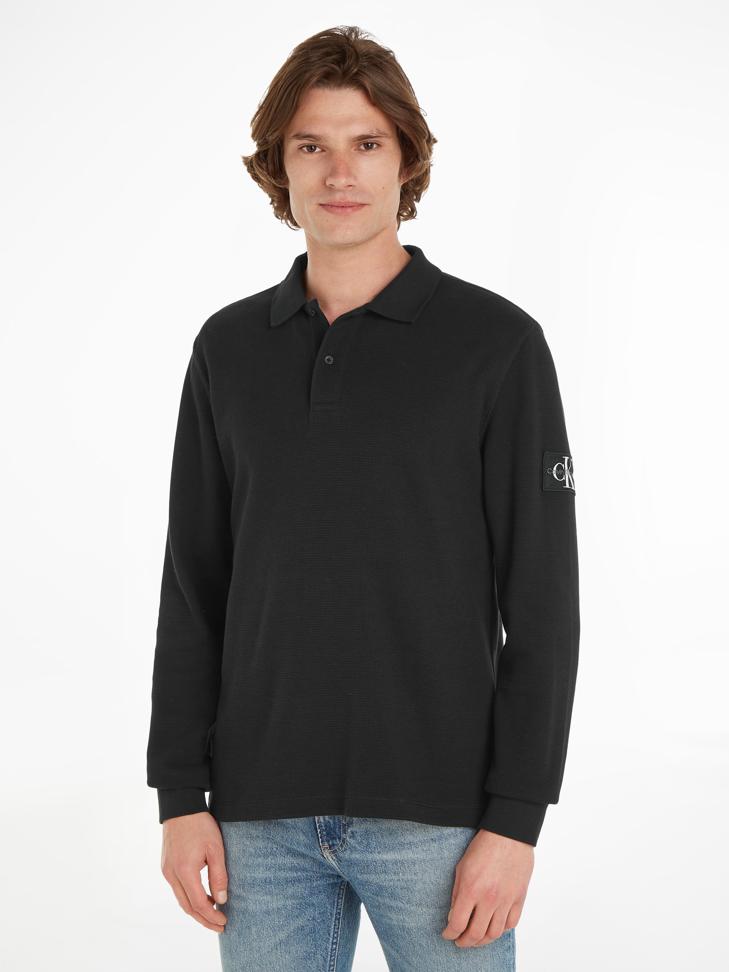 Calvin Klein Jeans Poloshirt "WAFFLE LS BADGE POLO", mit langem Arm günstig online kaufen