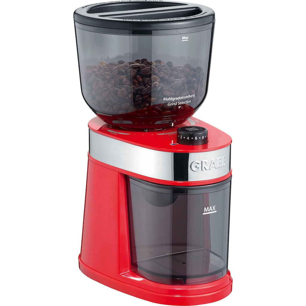Graef Kaffeemühle »CM 203, rot«, 130 W, Scheibenmahlwerk, 225 g Bohnenbehälter