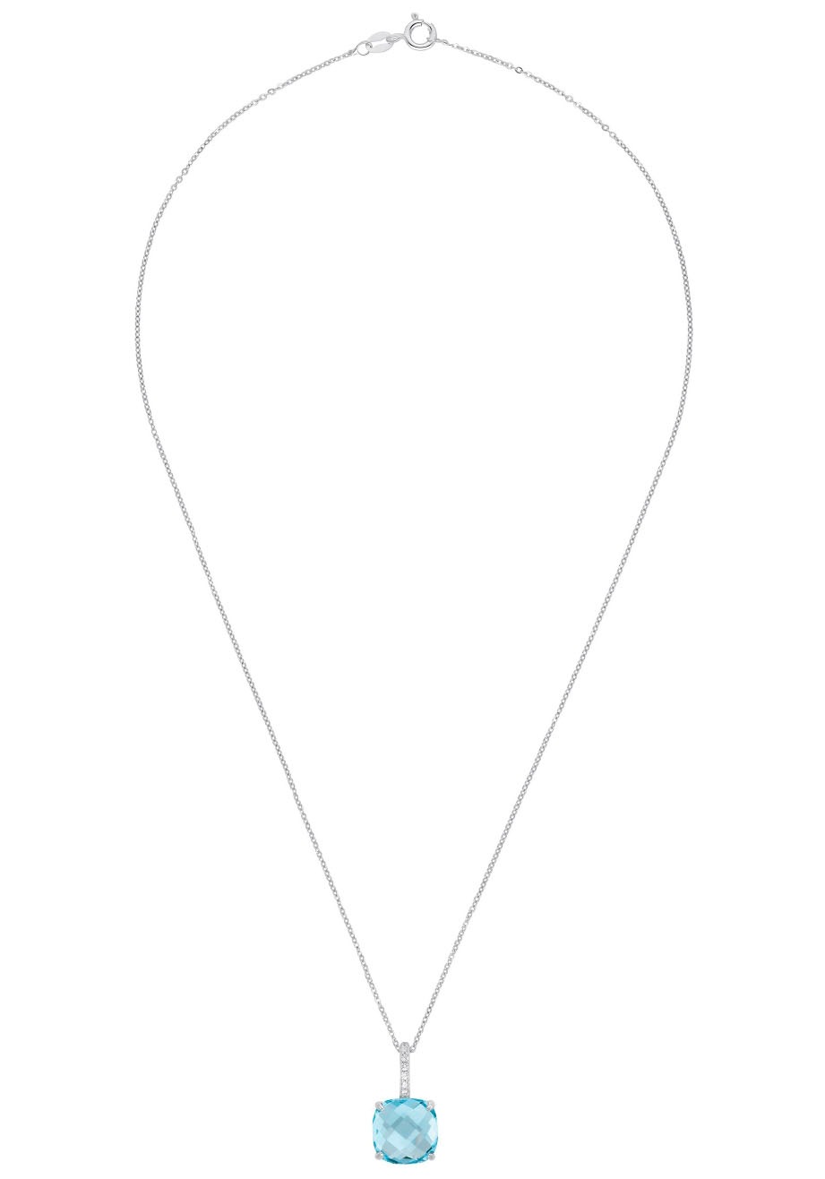 Amor Kette mit Anhänger »Blauer Solitär, 9217779«, mit Zirkonia (synth.)