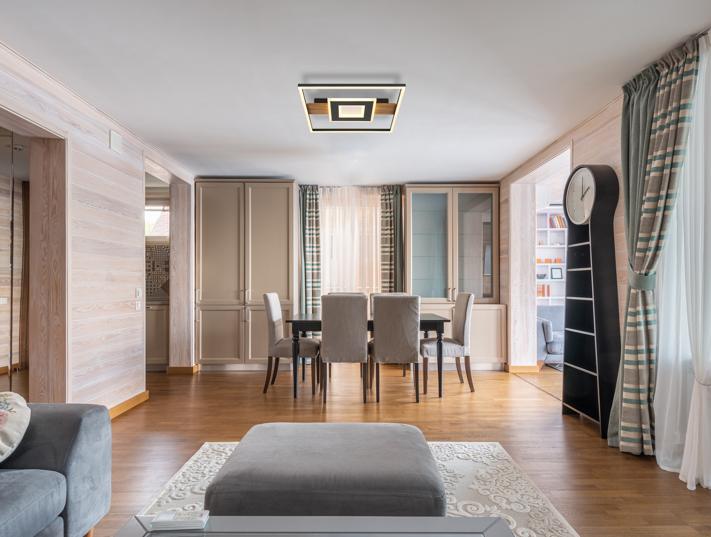 GLOBO LIGHTING LED Deckenleuchte »PIKARA«, Leuchtmittel LED-Modul | LED fest integriert, Deckenlampe/holzoptik/Acrylkristalle klar/modern