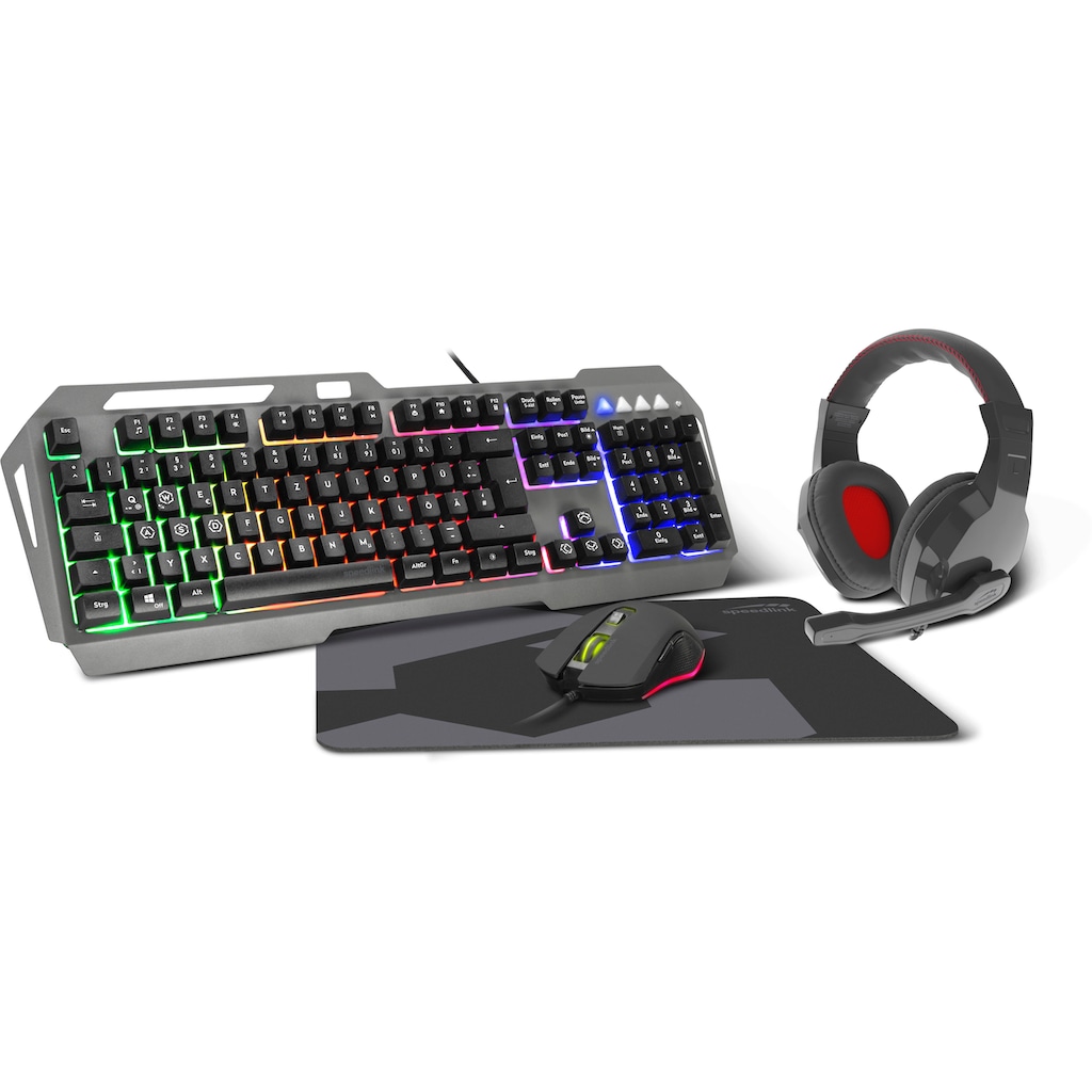 Speedlink Gaming-Tastatur »LUNERA 4in1 Gaming- Starter- Set«, (Fn-Tasten-Funktionstasten), Headset, Maus & Mauspad