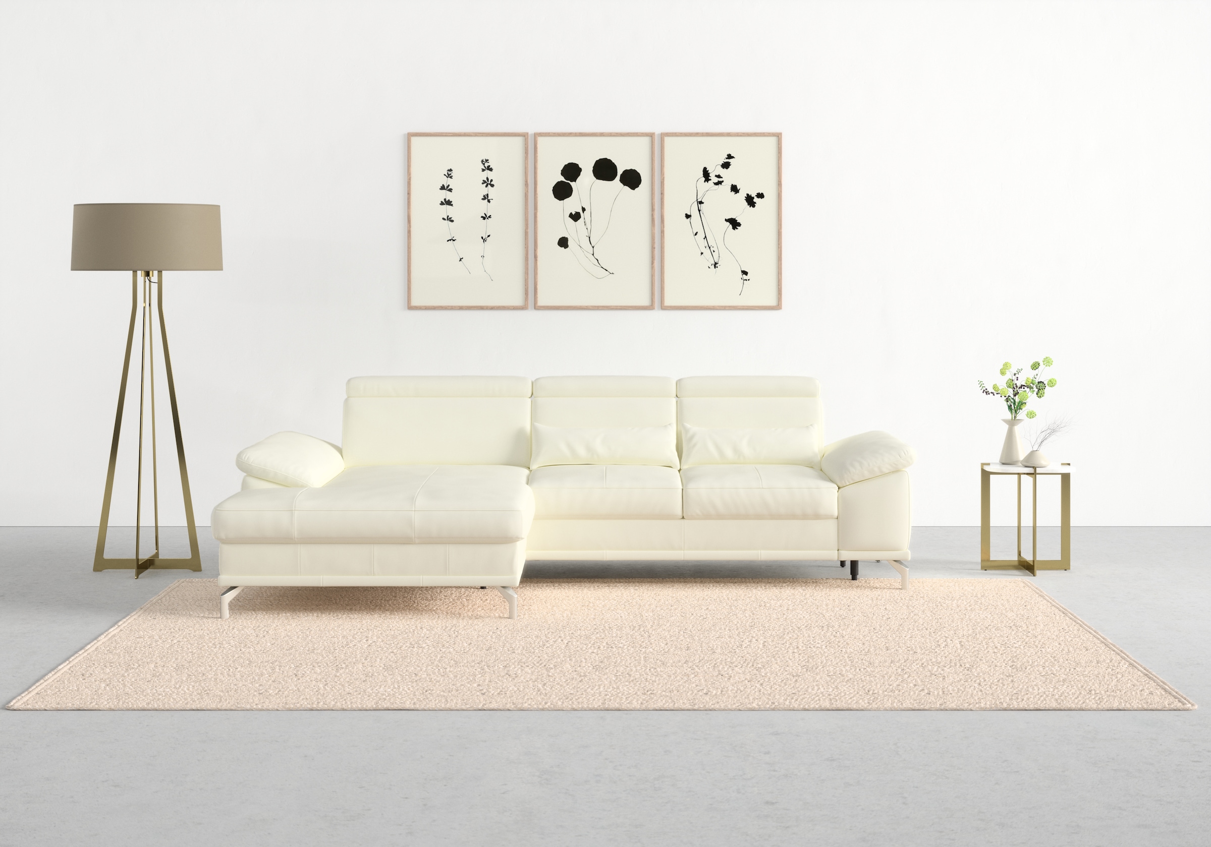 sit&more Ecksofa "Cabrio L-Form, B: 295 cm, mit Sitztiefen-, Arm- & Kopfteilverstellung" 2 Nierenkissen, Federkern, optional Schlaffunktion und Stauraum