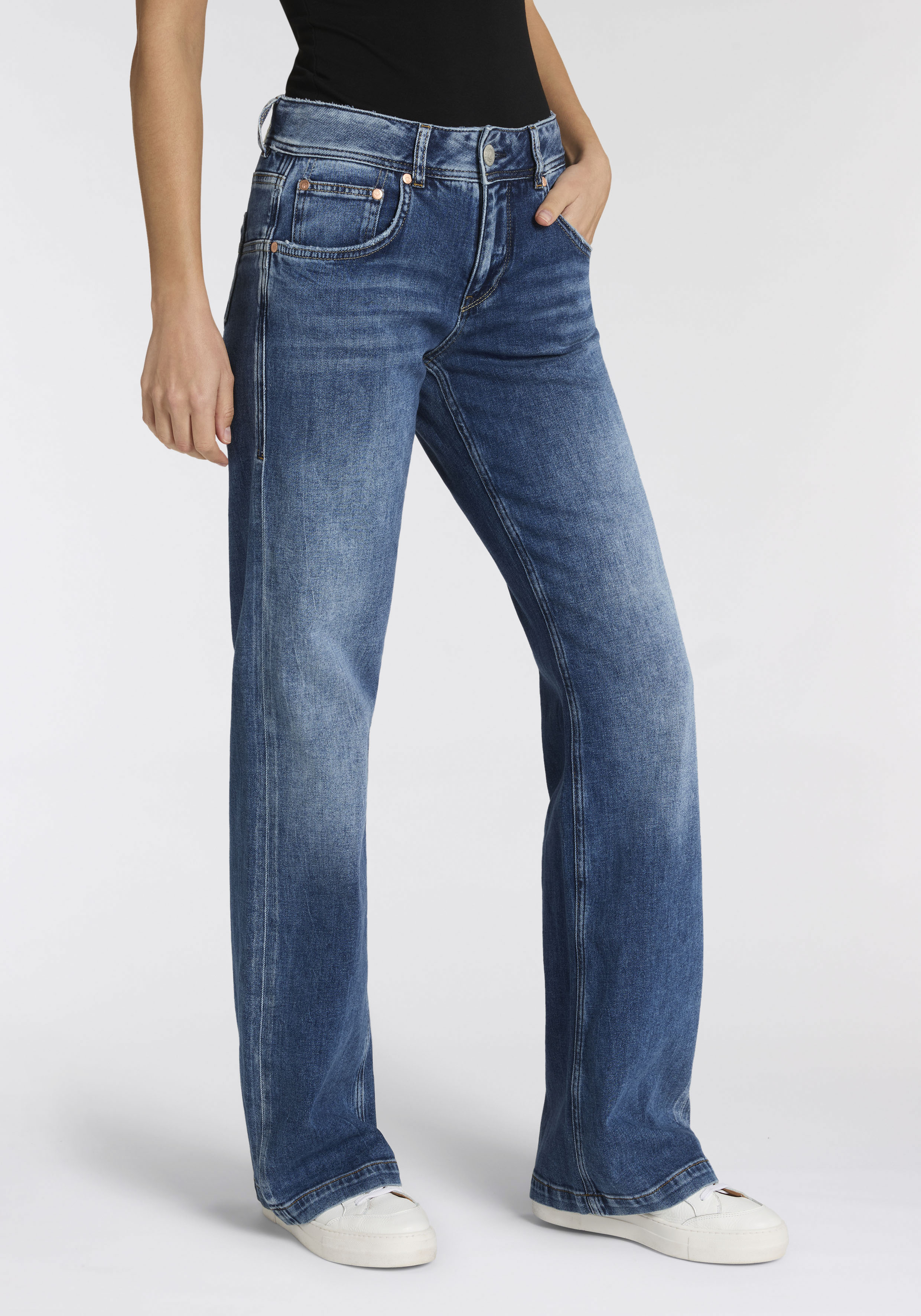 Herrlicher "Edna Denim Stretch" mit weitem Bein, Flared Fit