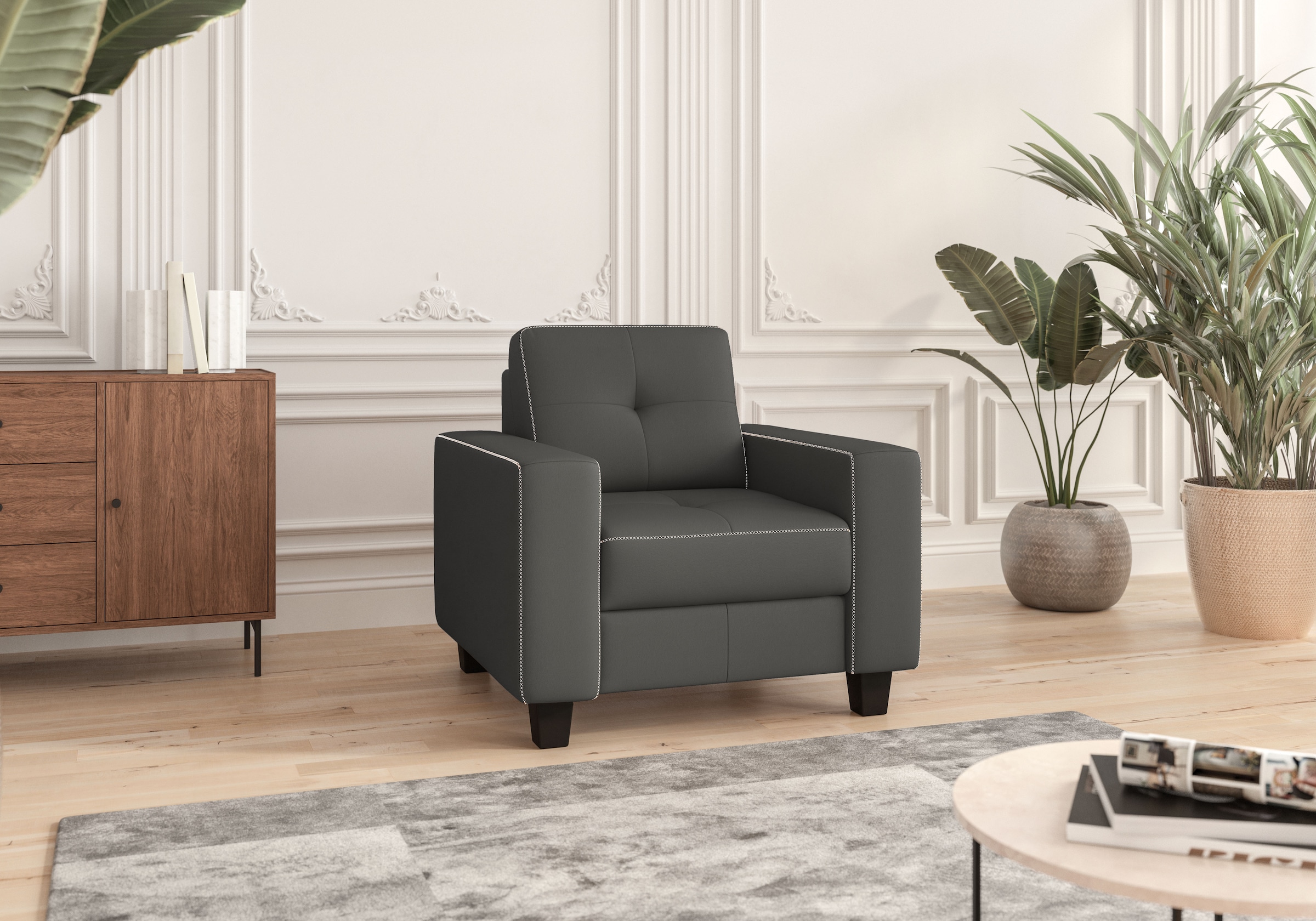 Places of Style Sessel »Varese«, Kreuznaht in beige