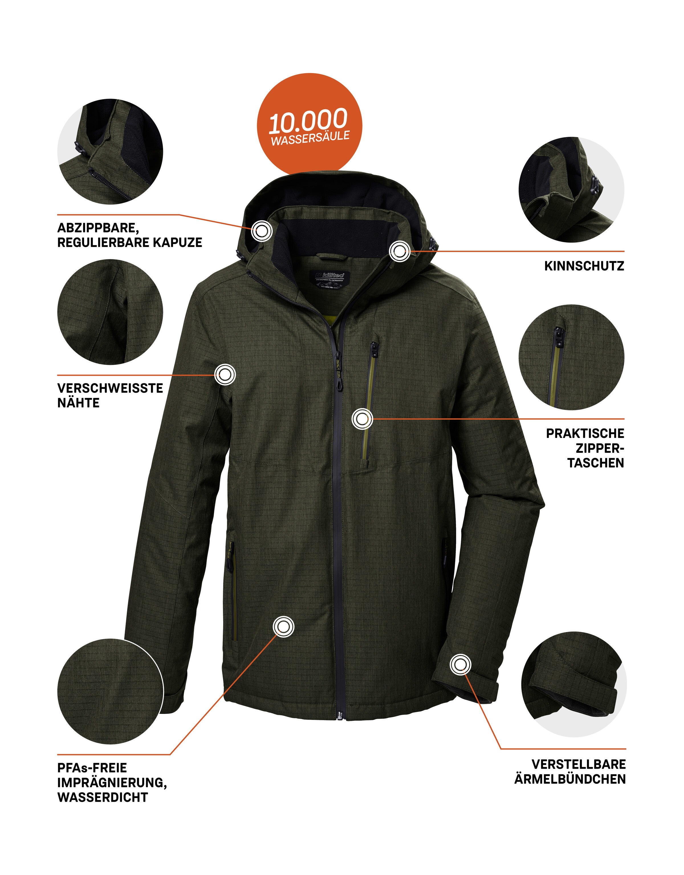 Killtec Funktionsjacke »KOW 7 MN JCKT«, Wasser- und winddichte Outdoorjacke, atmungsaktiv, Melange Optik