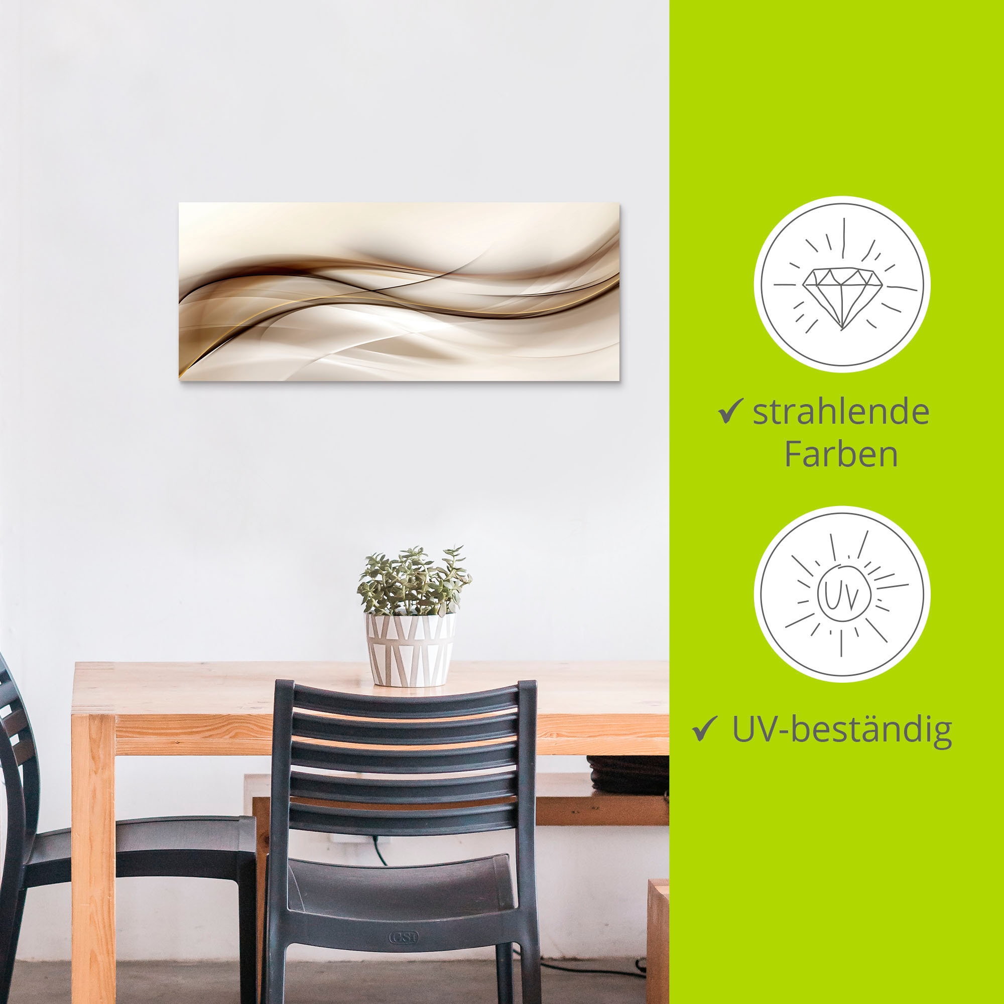 Artland Wandbild »Braune abstrakte Welle«, Muster, (1 St.), als Alubild, Outdoorbild, Leinwandbild, Poster, Wandaufkleber