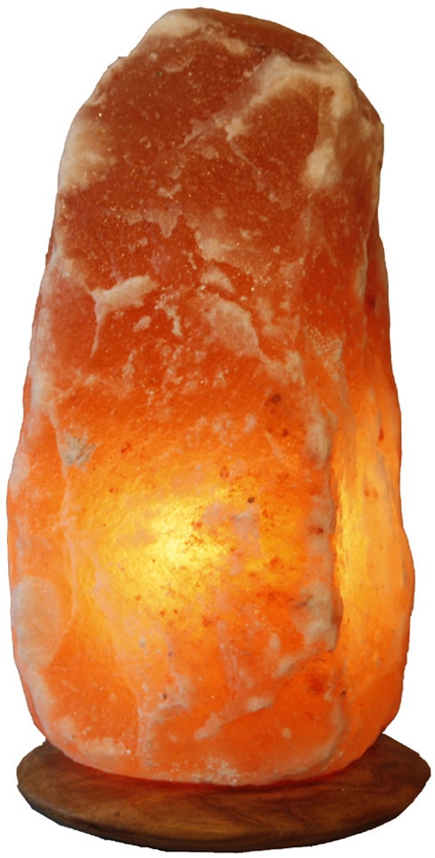 Salzkristall-Tischlampe "Rock", Ø 16cm H: 29cm, 1 Stk., orange, HIMALAYA SALT DREAMS, Leuchten, Handgefertigt - jeder Stein ein Unikat, H: ca.29 cm,