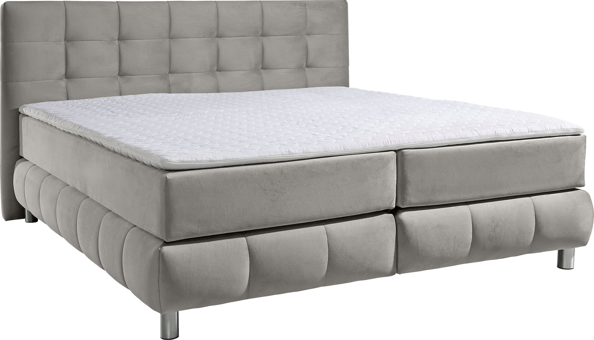 andas Boxspringbett »Salo XXL«, in Samtoptik oder Struktur, 6 Breiten in Überlänge 220cm, 4 Härtegrade