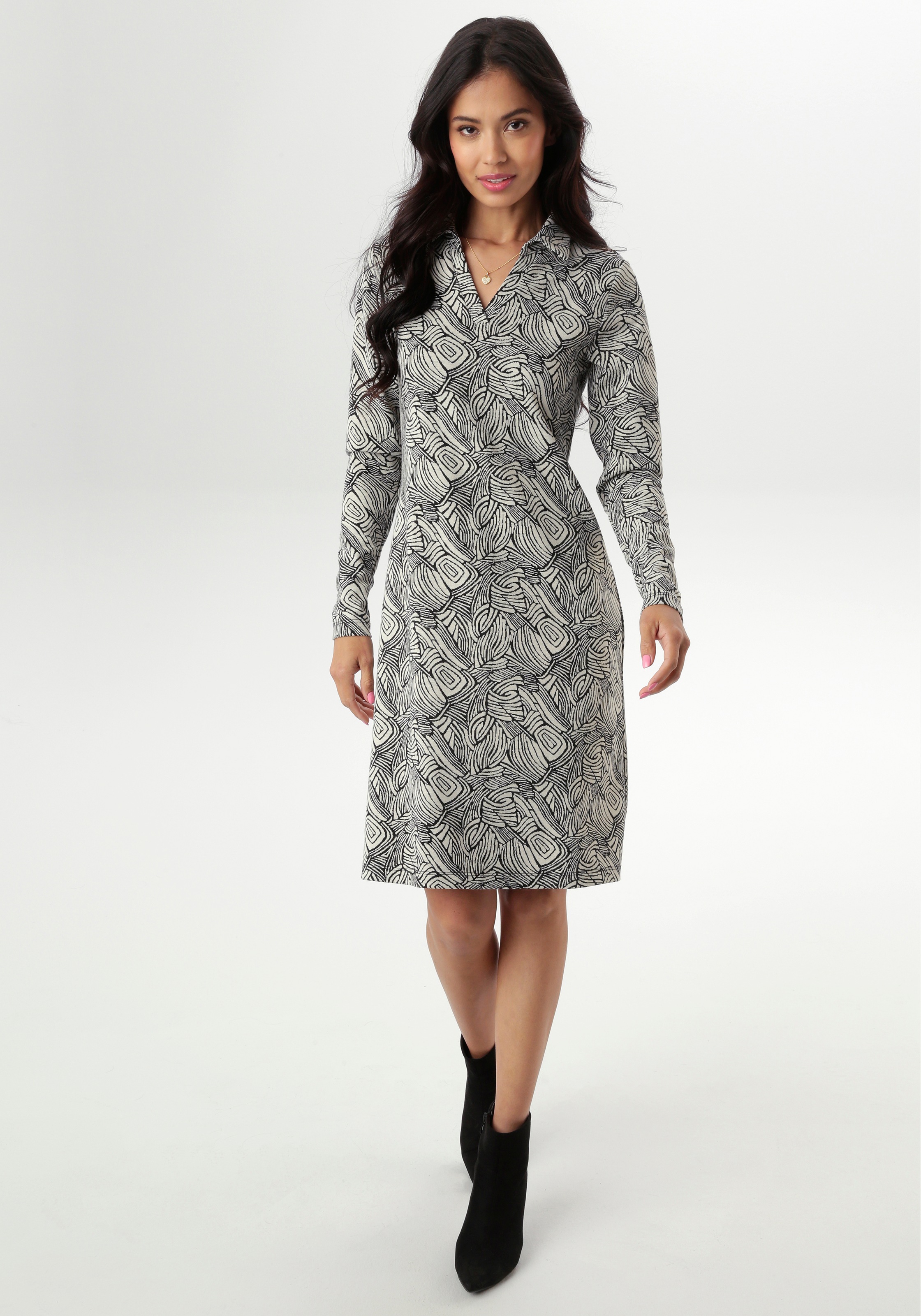Aniston SELECTED Jerseykleid, mit trendiger Jaquardmusterung - NEUE KOLLEKT günstig online kaufen