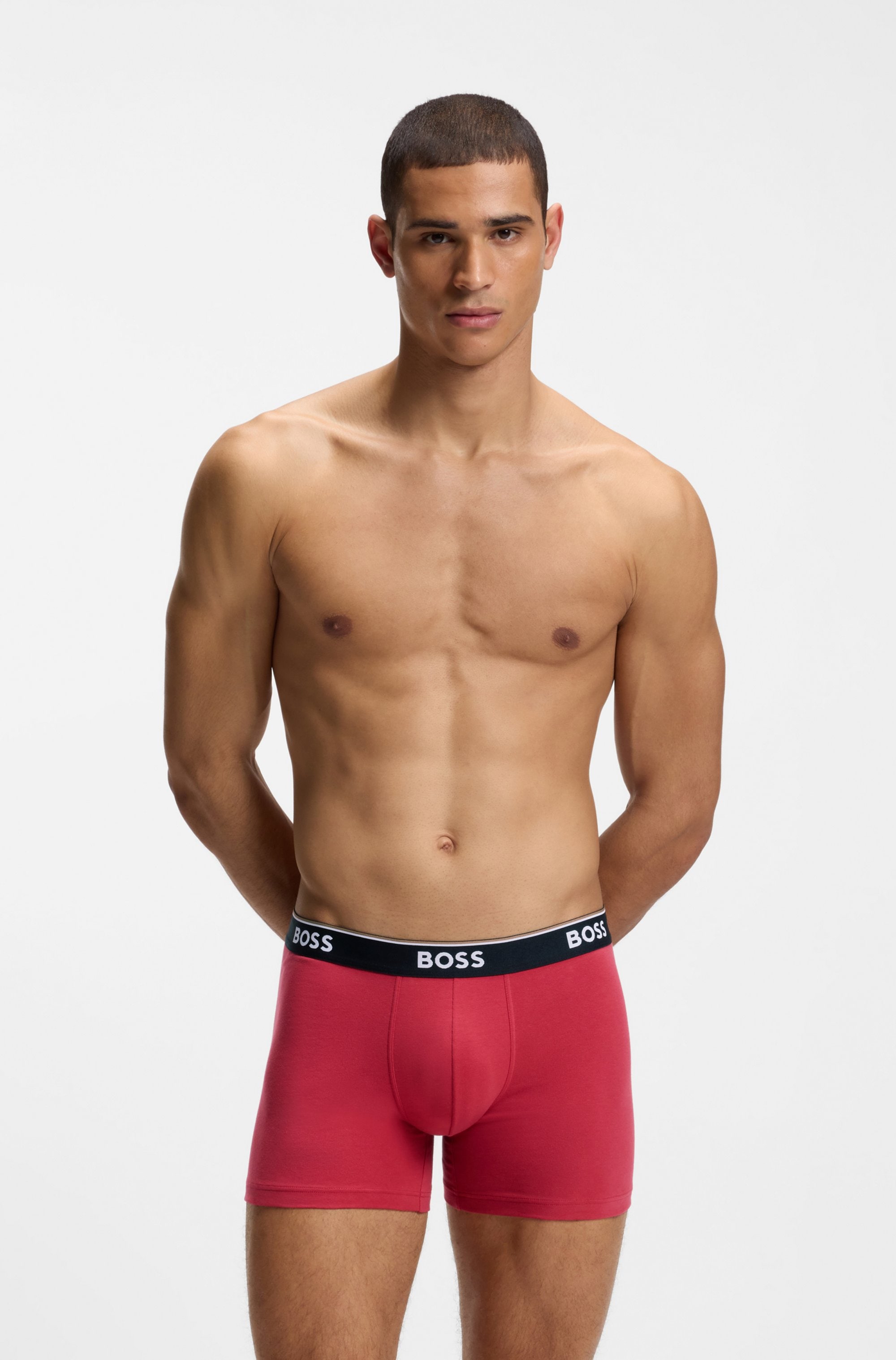BOSS Boxershorts Packung, 3 Stk. aus bequemer Stretch-Baumwolle, körpernah, mittlere Bundhöhe