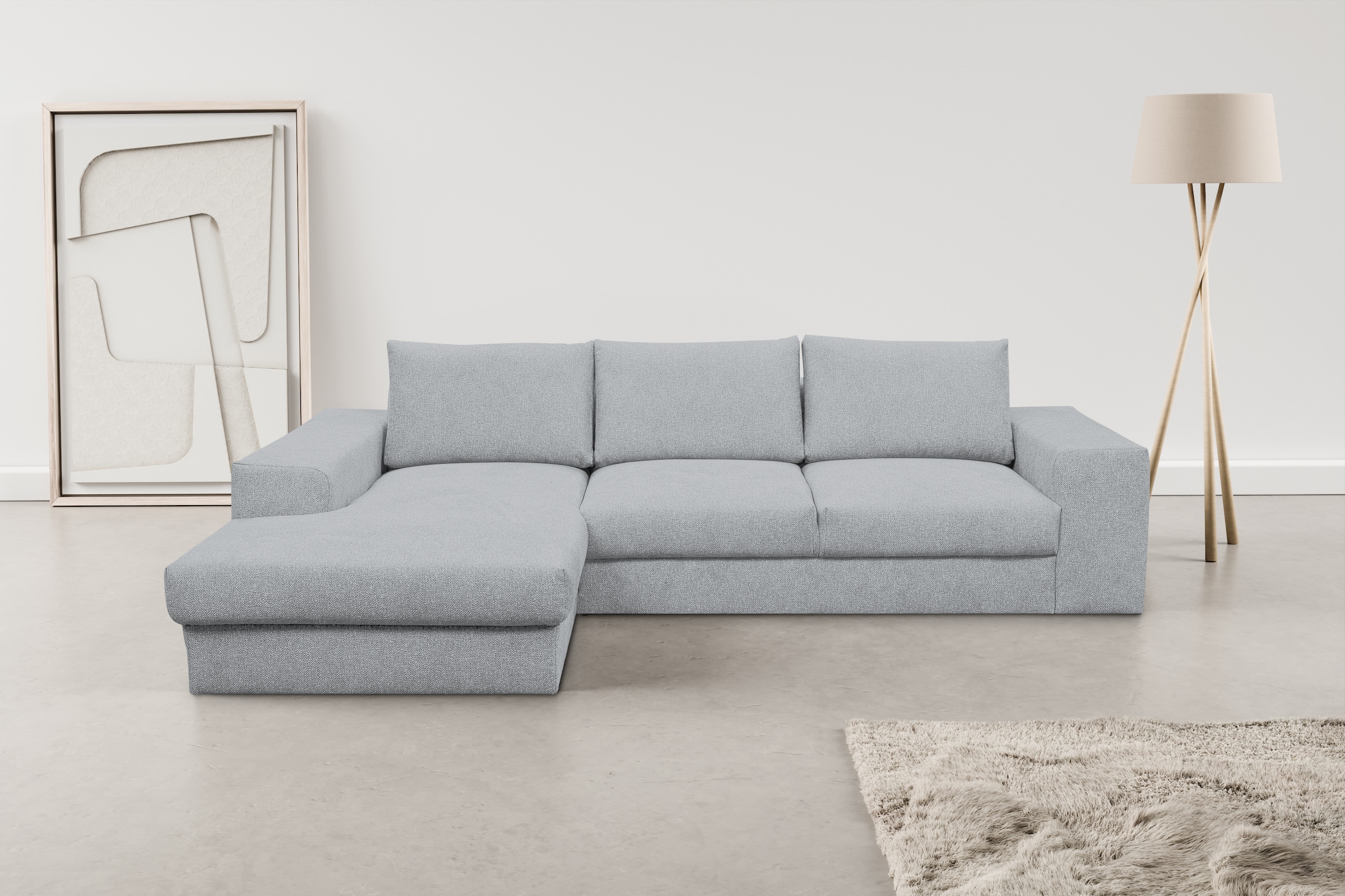 WERK2 Ecksofa "Rozzana 280 x 190 cm modern und bequem" Plüsch, L-Form, XXL