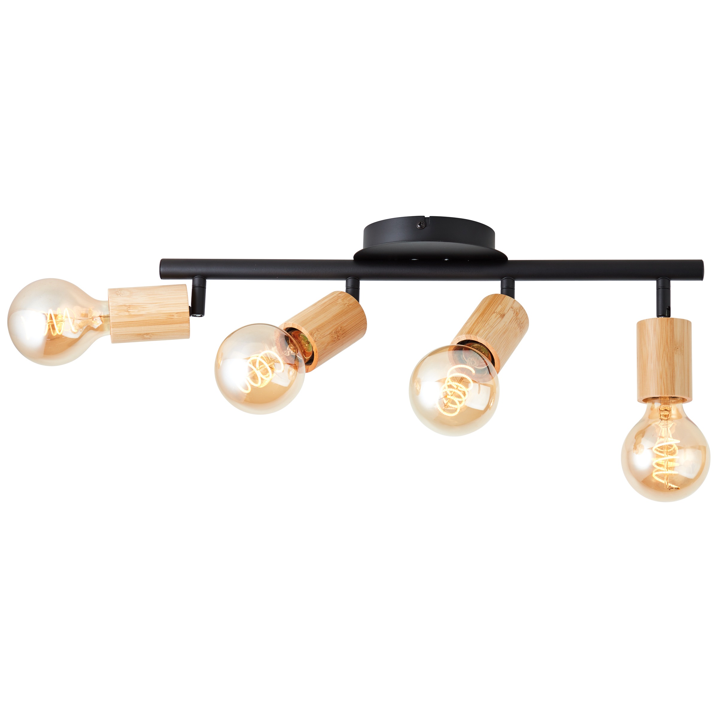 Brilliant Deckenstrahler »Tiffany«, 4 flammig, Leuchtmittel E27 | ohne Leuchtmittel, Deckenstrahler, 12 x 49 x 14 cm, E27, schwenkbar, Metall/Holz, schwarz