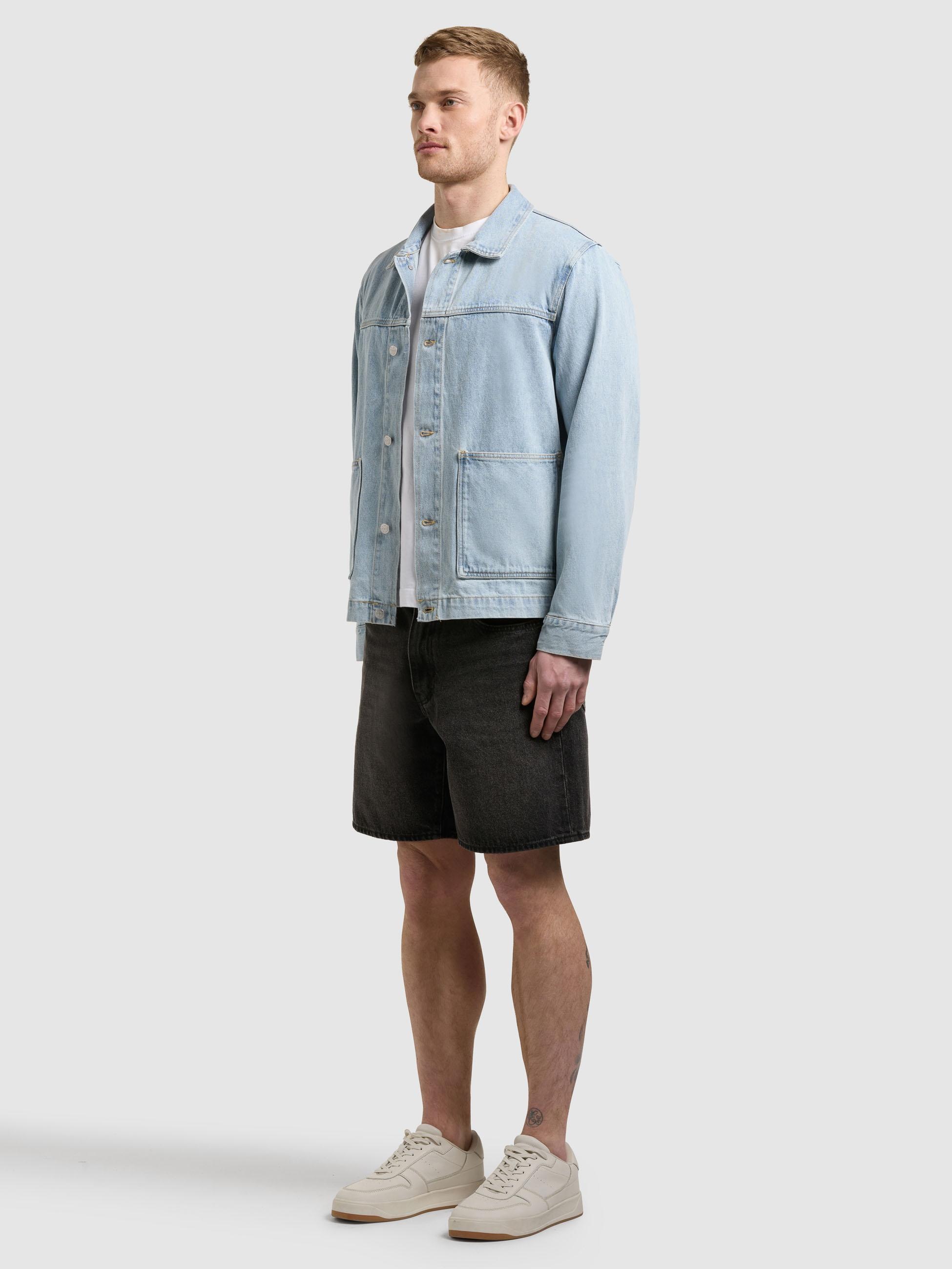Jeansjacke KHUJO "Barto", Herren, Gr. L (52), light blau, Jeans, Material: 100% Baumwolle, gerade hüftlang, hoch geschlossener Ausschnitt, abgesteppte Kante mit Knöpfen, Jacken Jeansjacke, Modische Jacke in Jeans-Optik 3