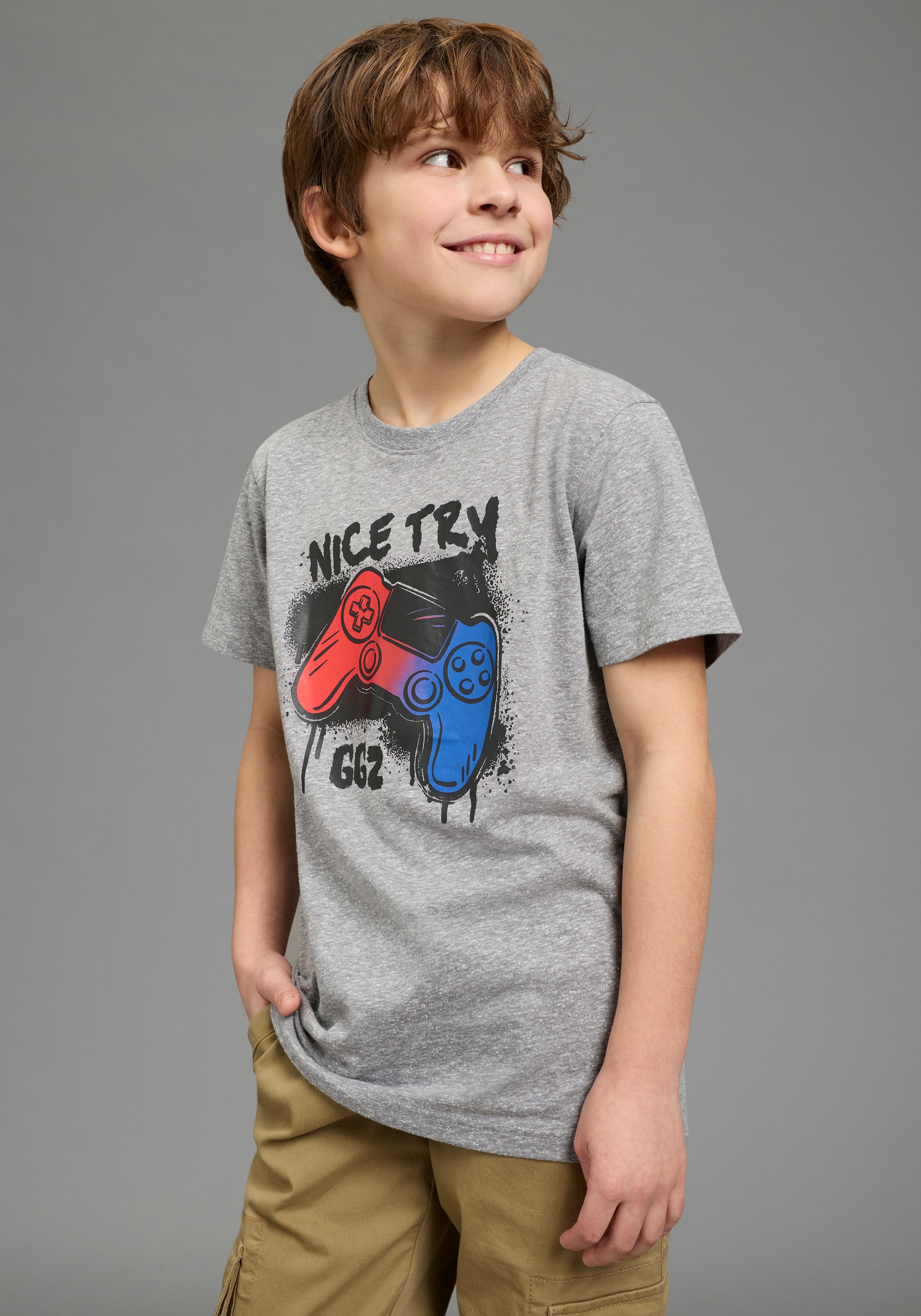 KIDSWORLD T-Shirt "Gamer-Druck: NICE TRY", cooler Gamer-Print