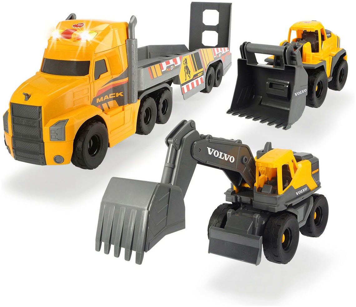 Dickie Toys Spielzeug-Baumaschine »Mack/Volvo Heavy Loader Truck«, (Set), mit Licht und Sound