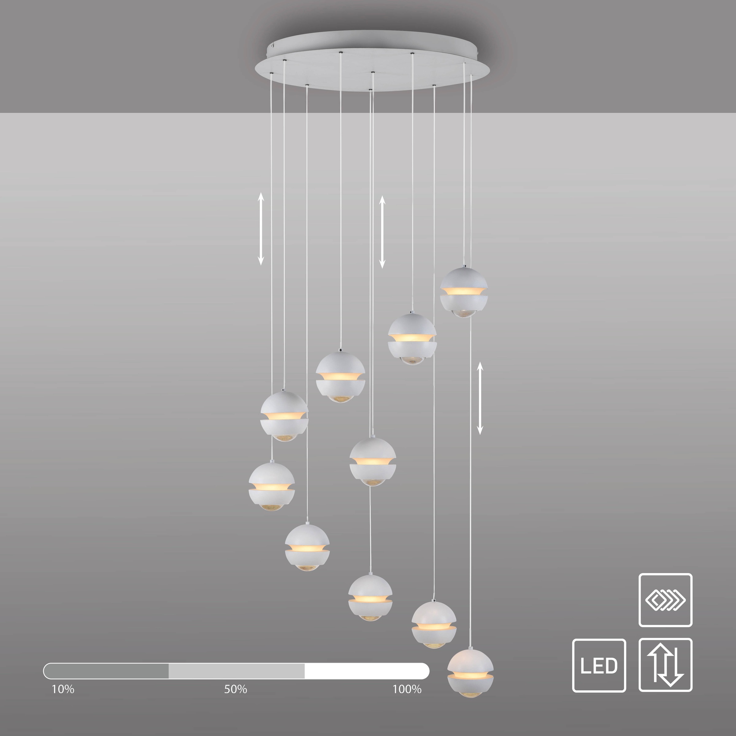SCHÖNER WOHNEN-Kollektion LED Pendelleuchte »LINI« LED-Board 1 Stk. Warmweiß SCHÖNER WOHNEN Kollektion, 3-Stufen Dimmer, Comfort-Lift