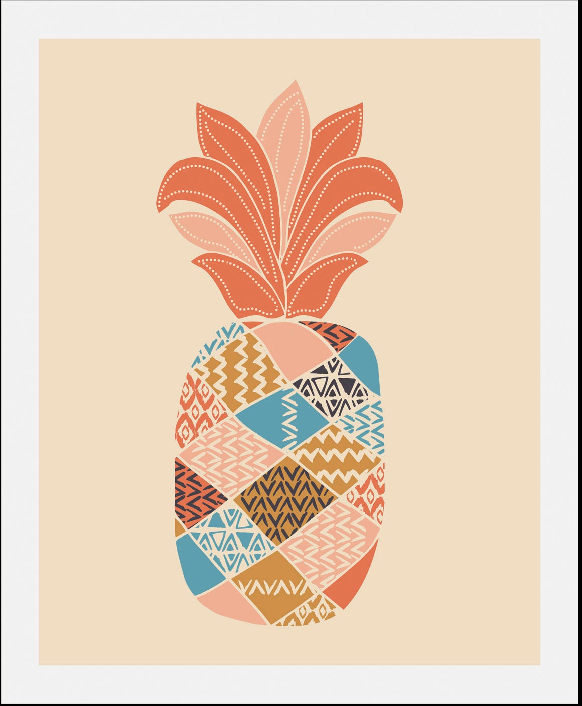queence Bild »Floyd«, Obst-Obst Bilder-Essen-Lebensmittel-Kunst-Abstrakt-Ananas-Figuren, (1 St.), gerahmt