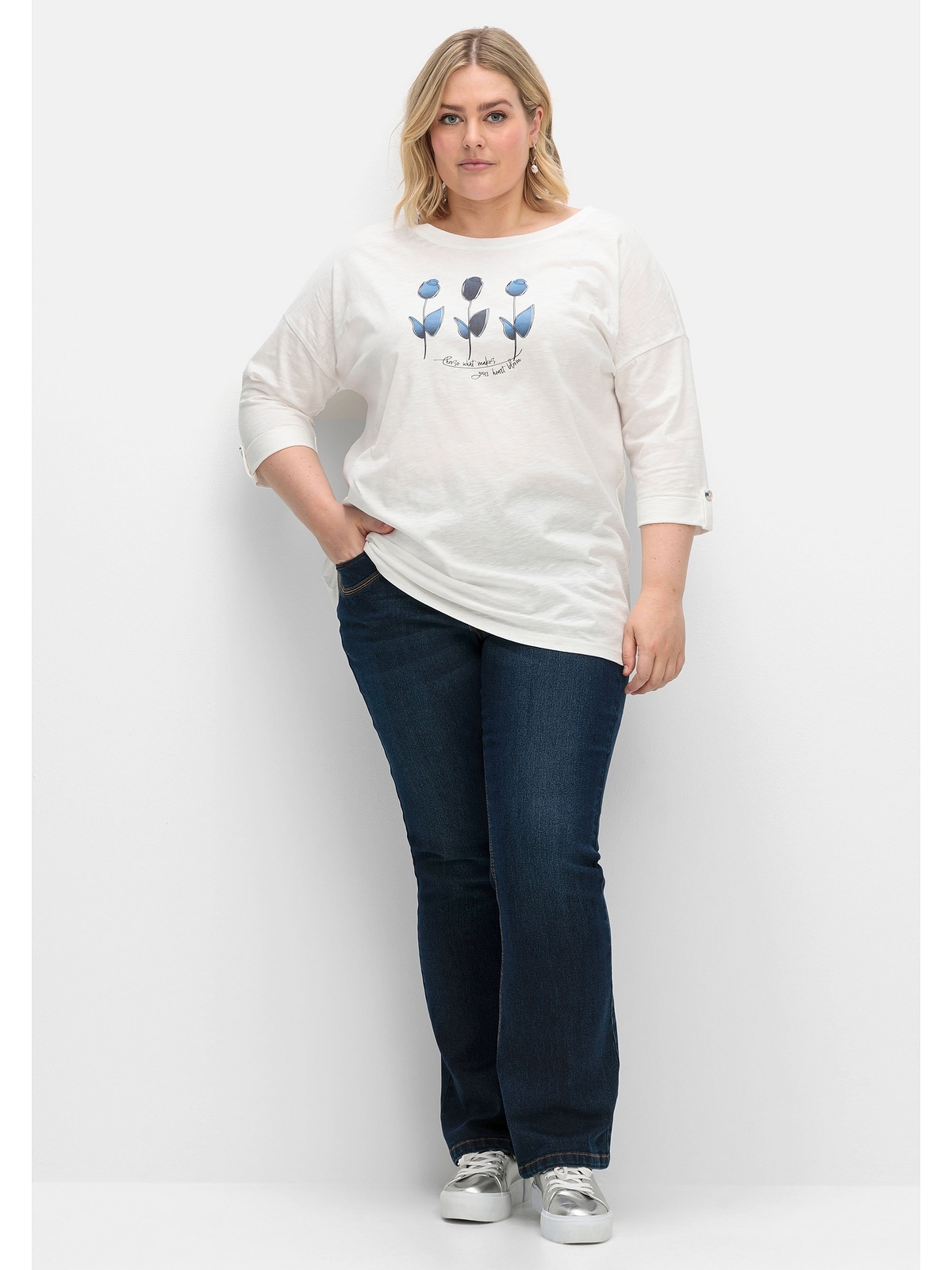 Sheego T-Shirt »Große Größen«, mit Blumen-Frontdruck