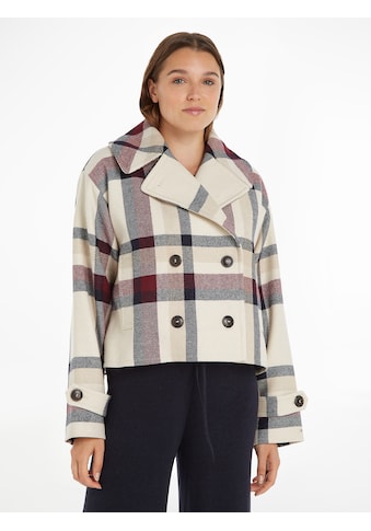 TOMMY HILFIGER Outdoorjacke »WOOL BLEND CHECK PEACOAT...