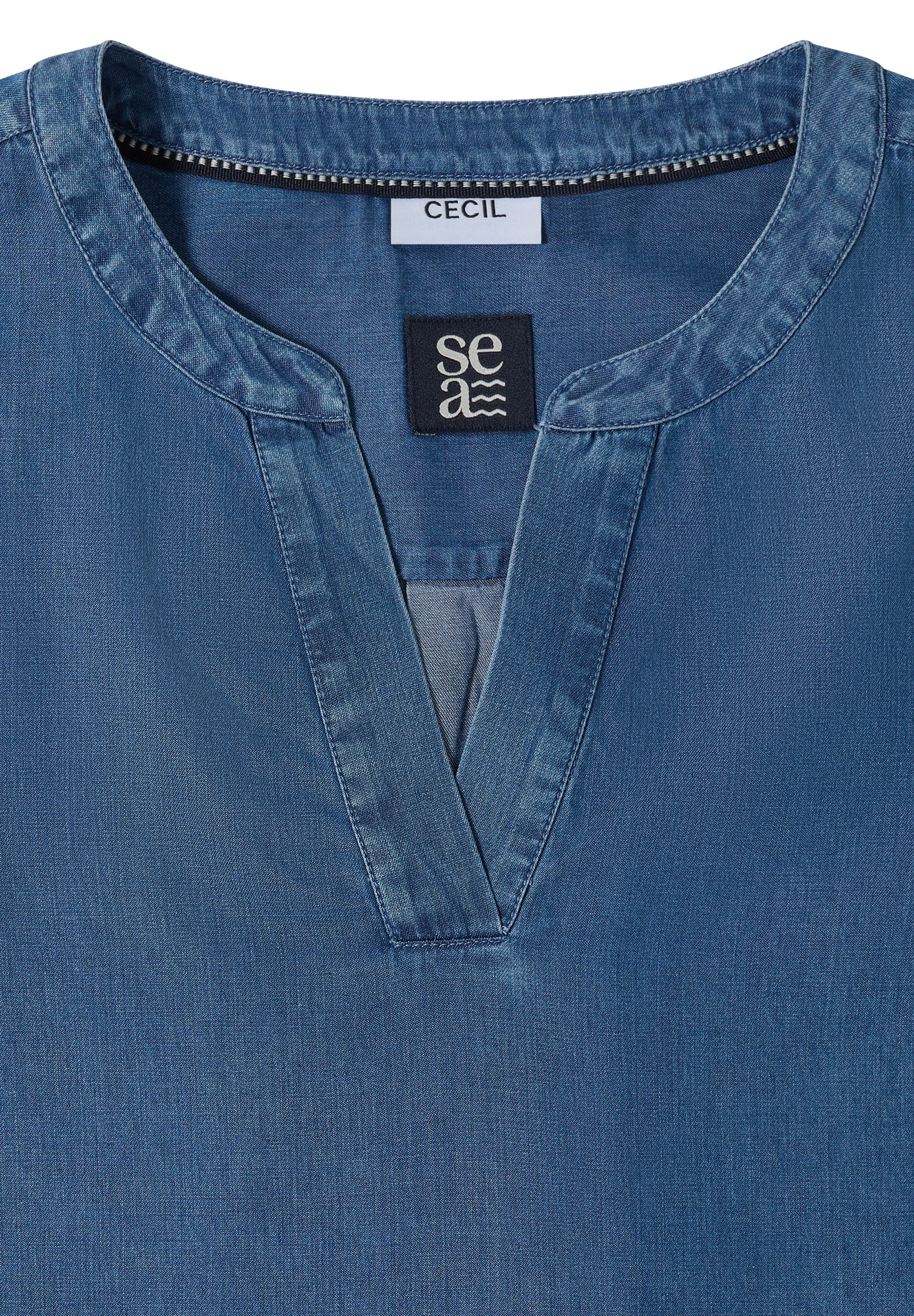 Cecil Langarmbluse mit geschlitztem Rundhalsausschnitt