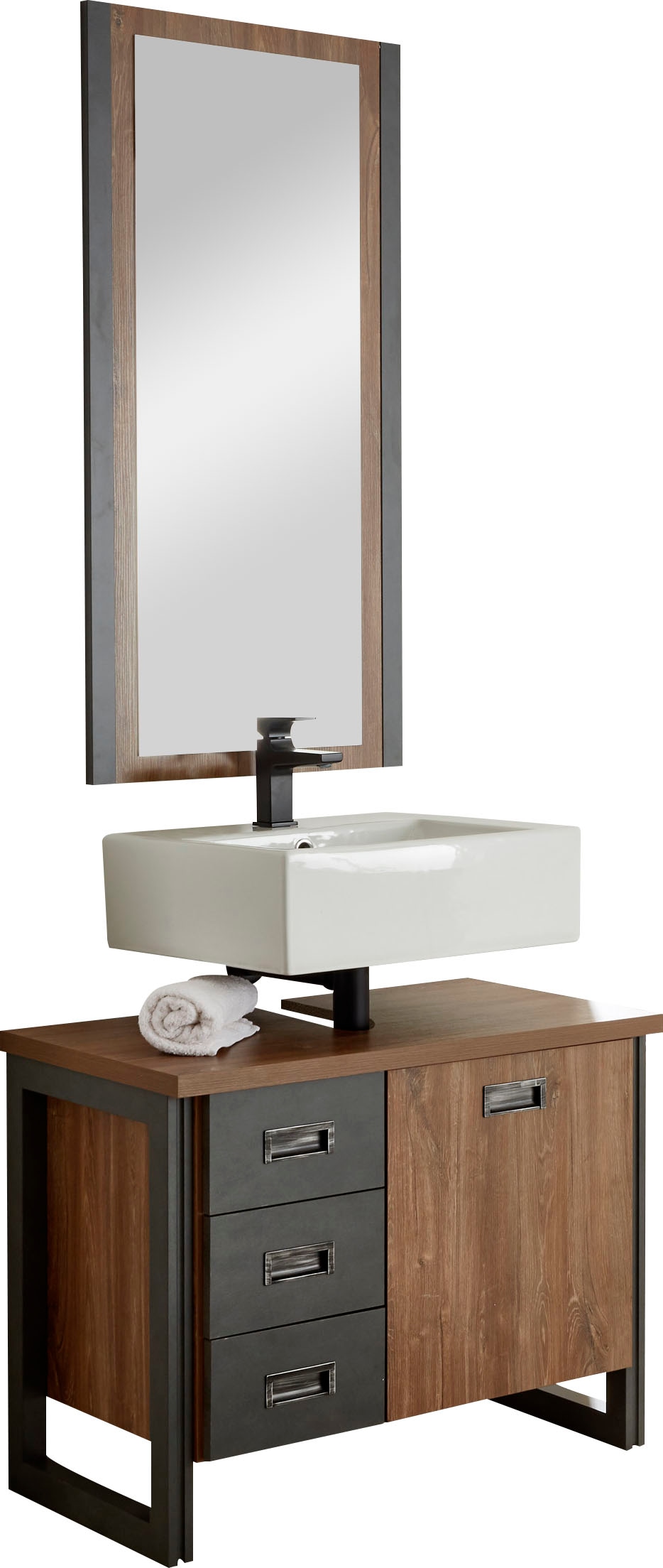Home affaire 1100000002199 "Detroit, Bad im Industrialdesign, 2-teiliges Badezimmer" Set, 2 Stk. tlg.