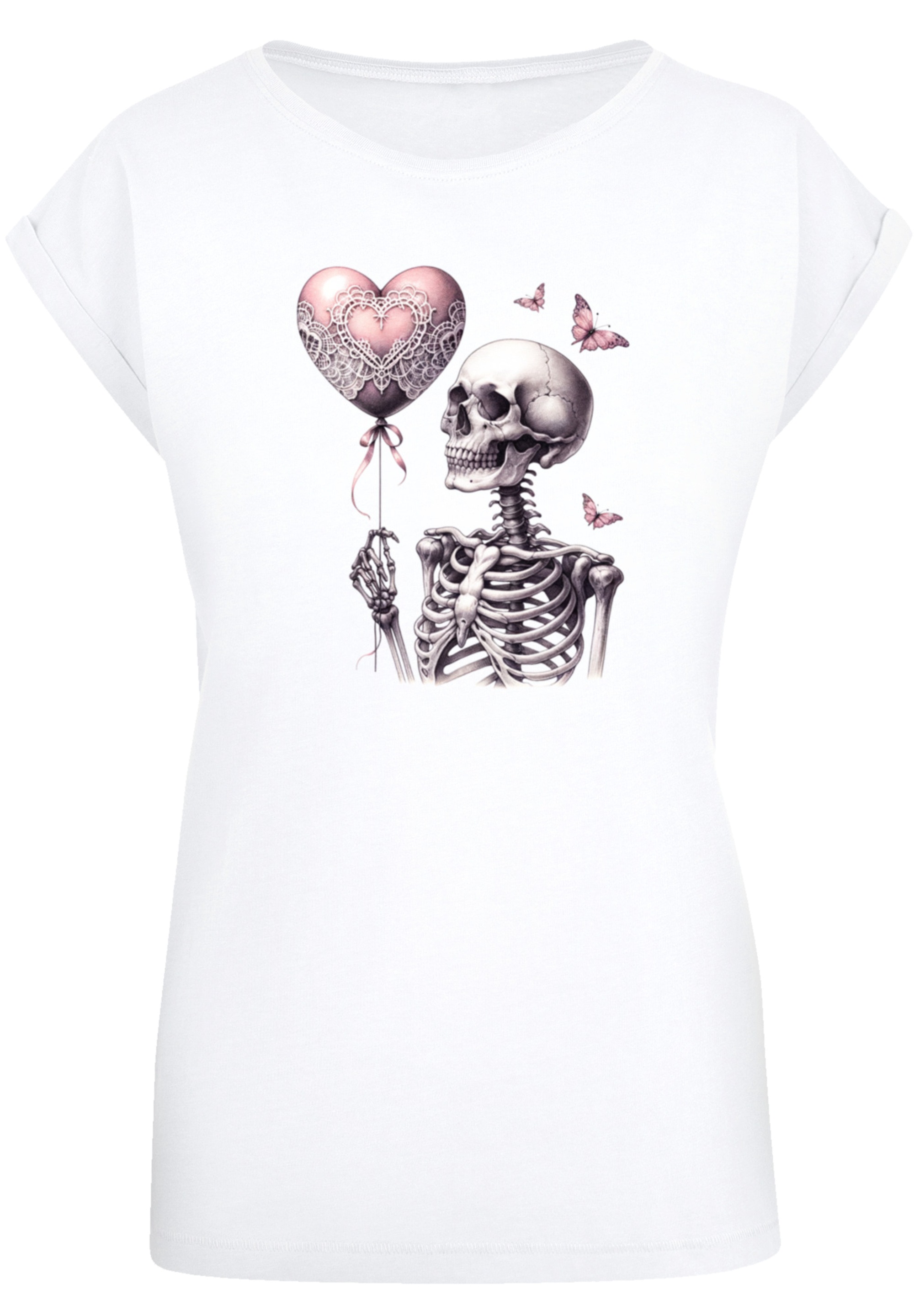 F4NT4STIC T-Shirt "Skelett hält Herzballon" Premium Qualität günstig online kaufen