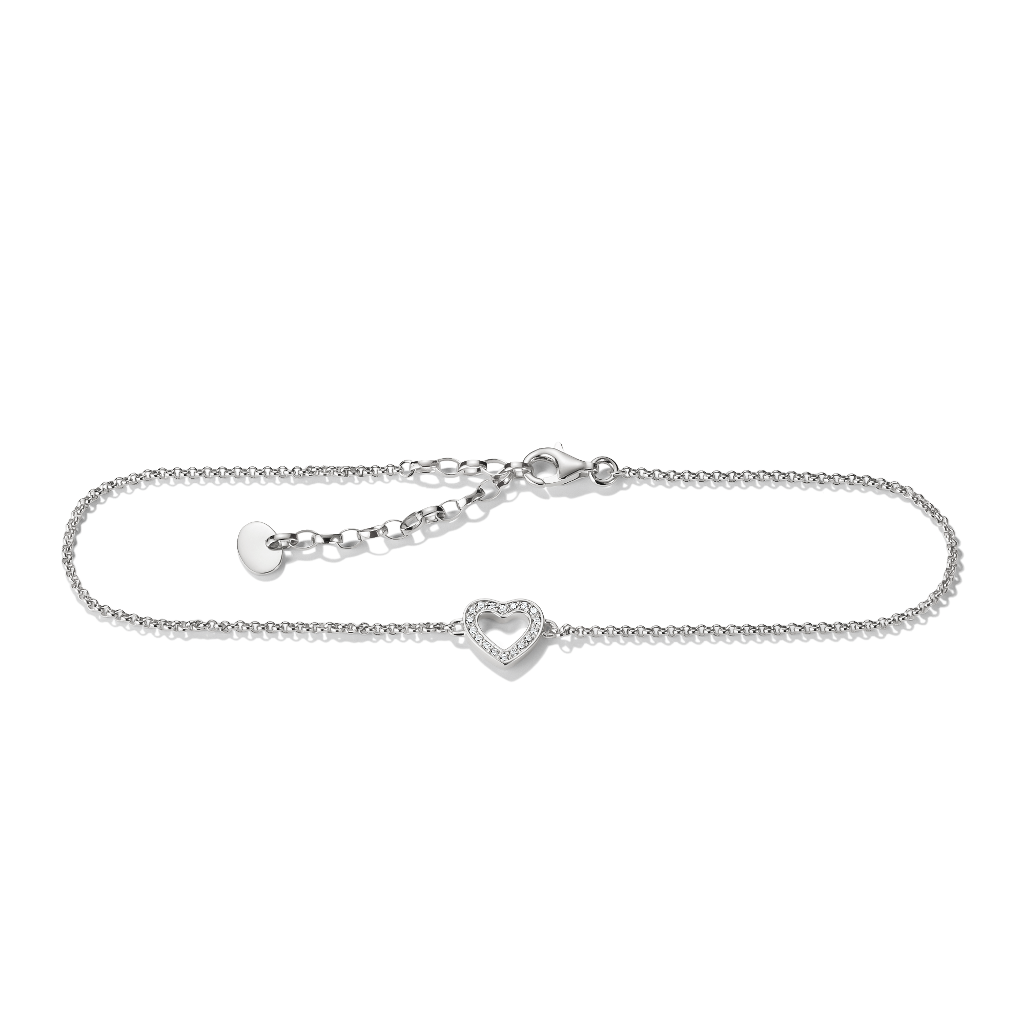 THOMAS SABO Fußkette »Fußkettchen mit Zirkonia-Herz« mit Zirkonia (synth.)