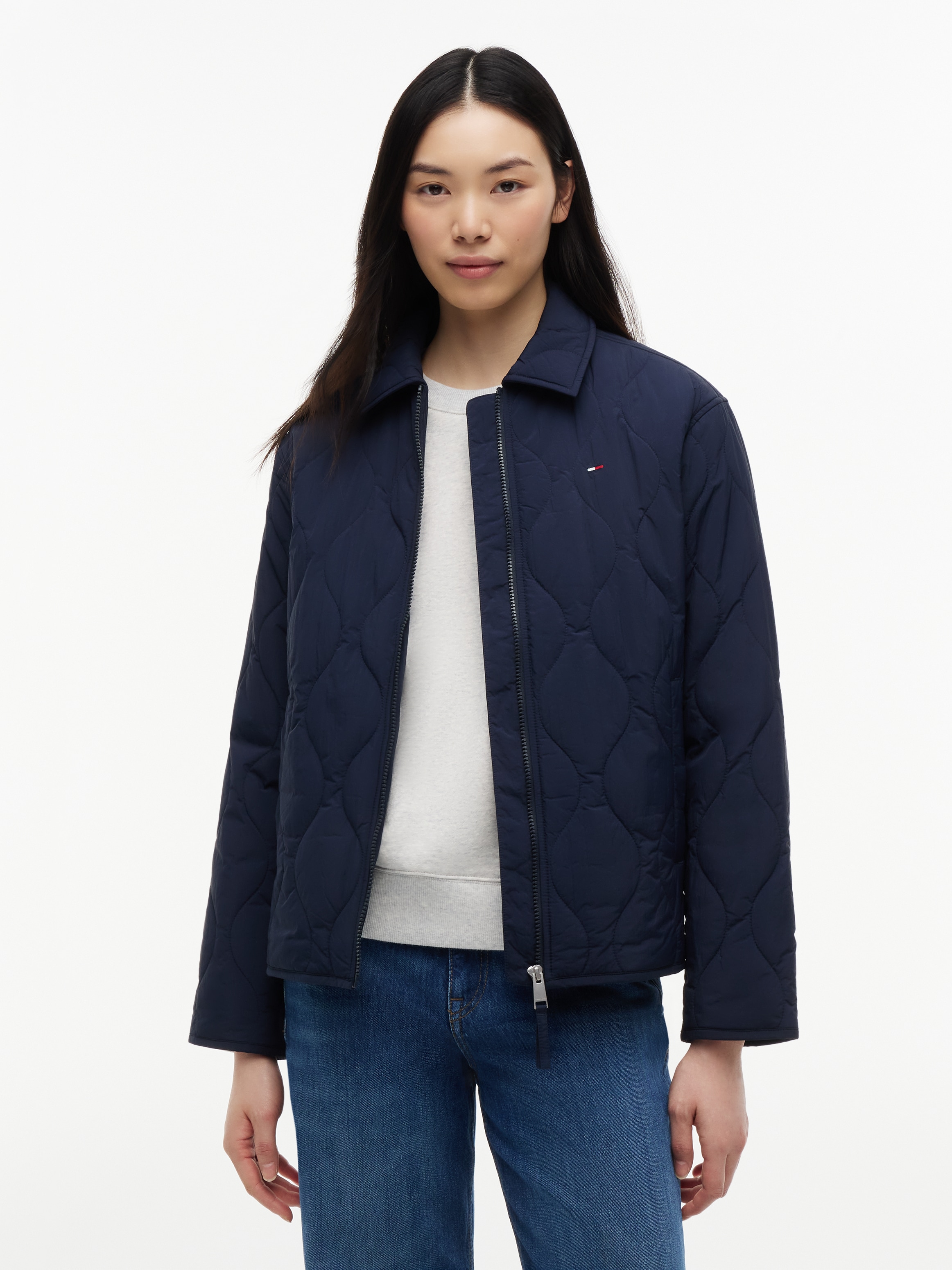 Tommy Jeans Steppjacke "TJW COACH COLLAR QUILTED JACKET" Kunstfaser, Flag-Stickerei