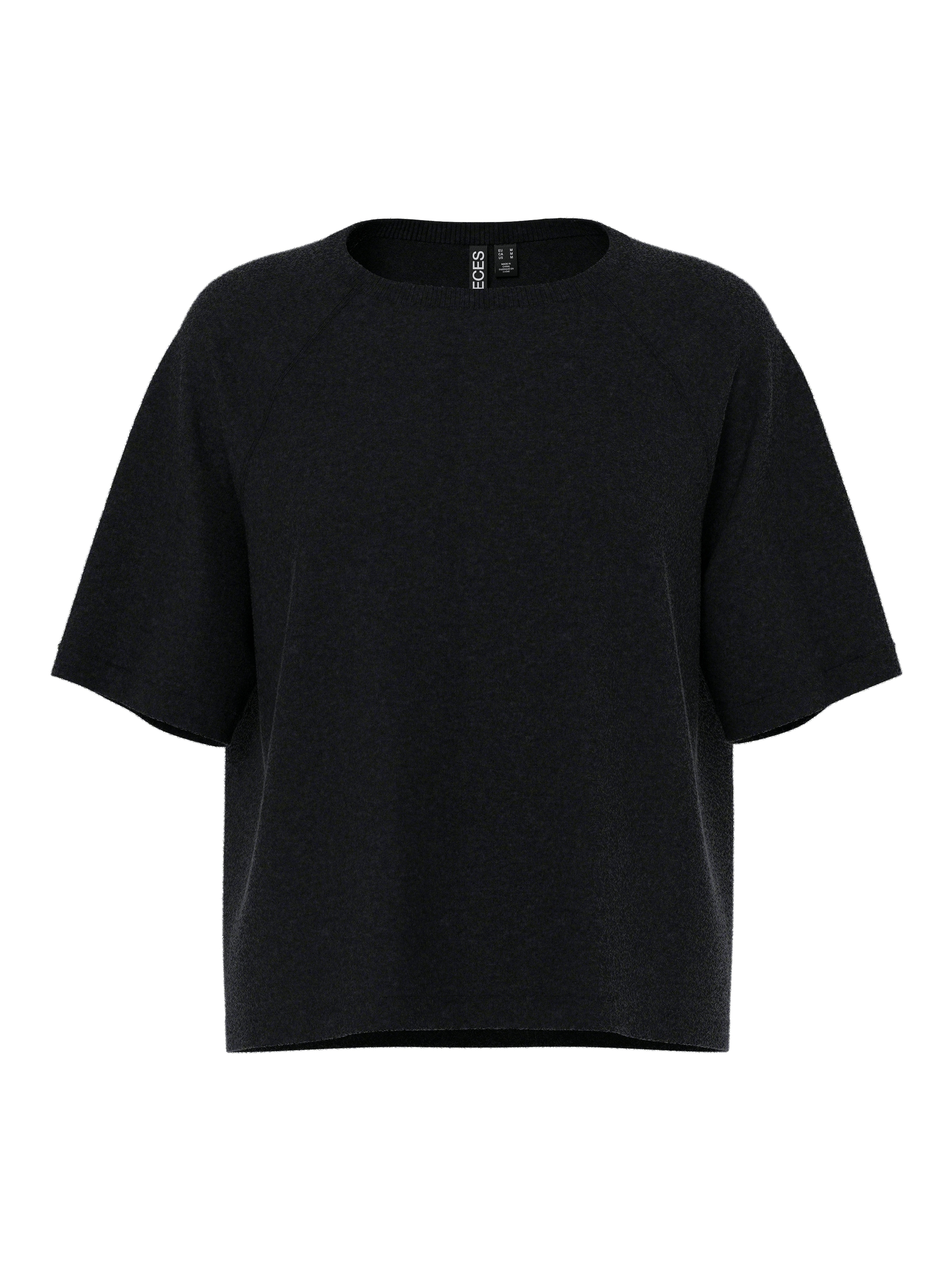 pieces Kurzarmpullover »PCBREE SS O-NECK KNIT NOOS BC« Materialmix, regular fit
