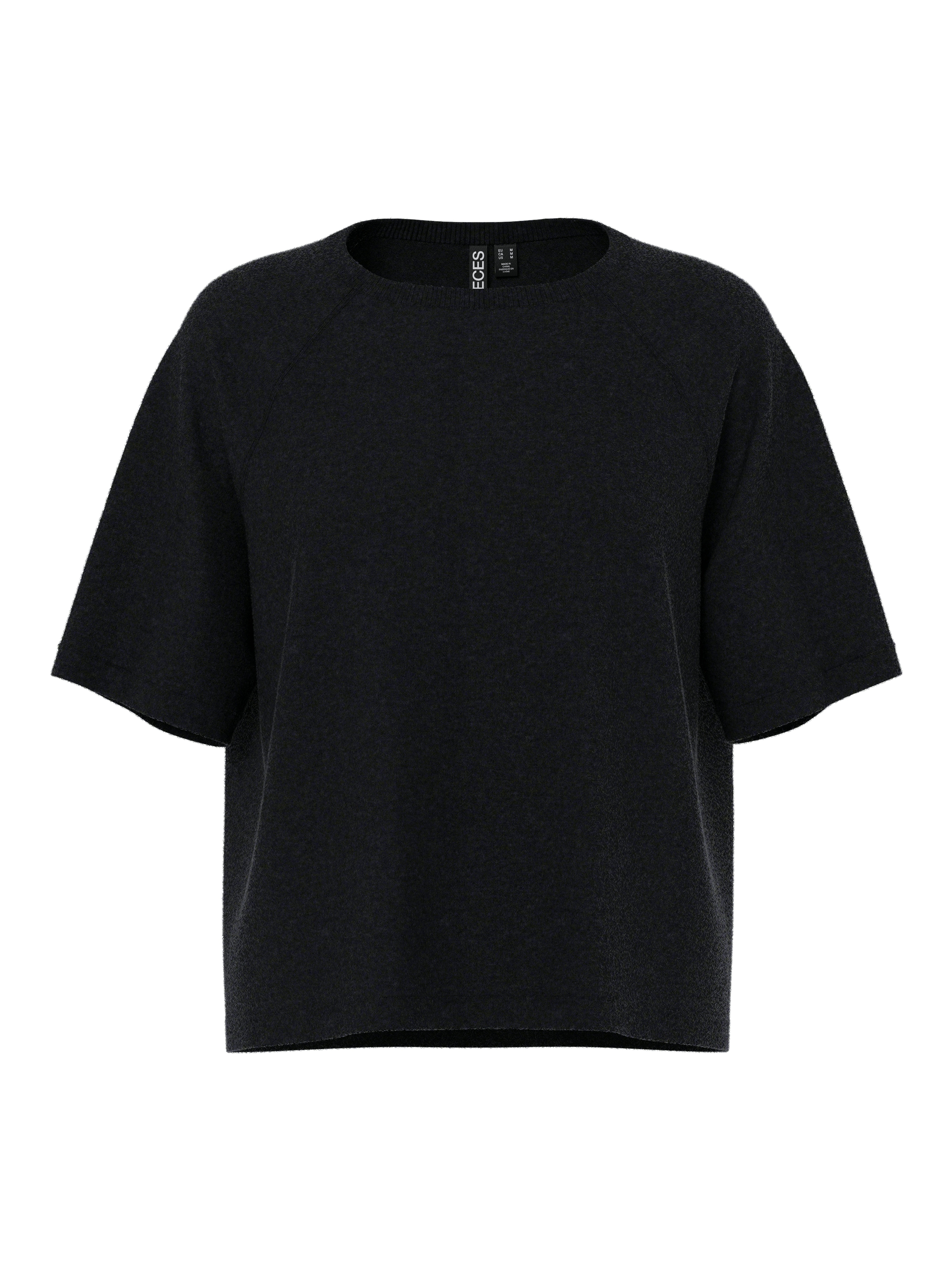 pieces Kurzarmpullover "PCBREE SS O-NECK KNIT NOOS BC" Materialmix, regular fit