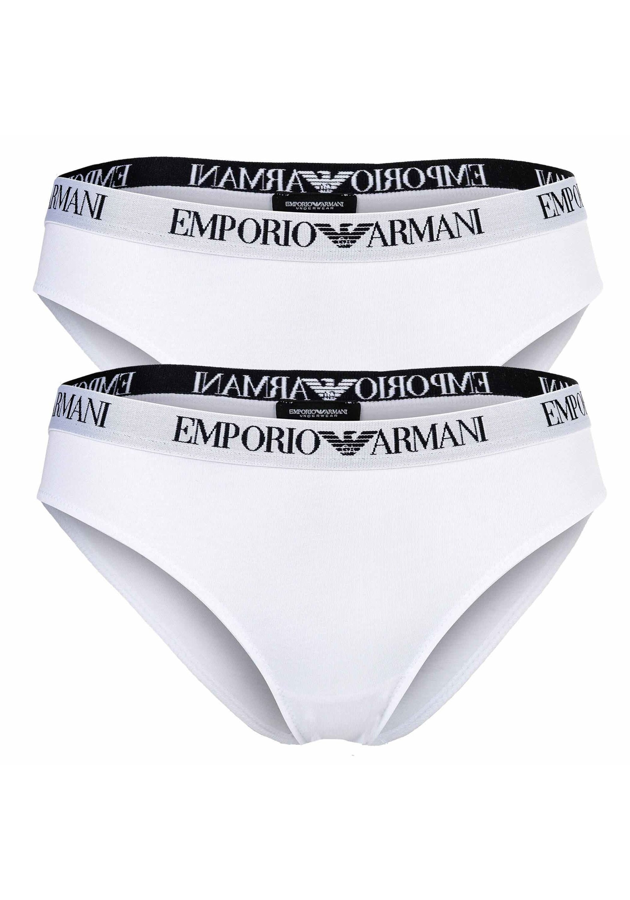 EMPORIO ARMANI Damen Slip "Slip ESSENTIAL COTTON 2er Pack", Gr. XSweiß, Obermaterial: 95% Baumwolle CO. 5% Elasthan EL., Unterhosen
