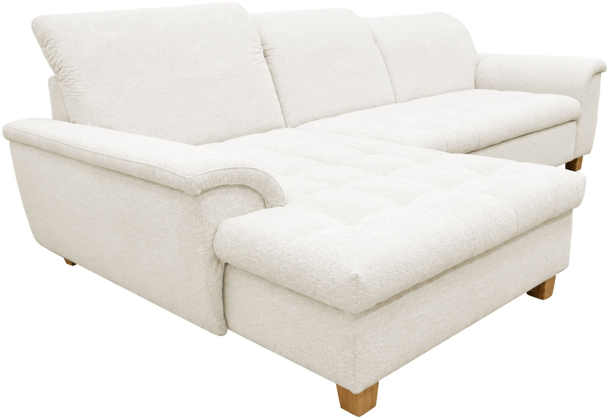 OTTO home »Eggery 279 x 170 cm, auch mit Schlaffunktion & Bettkasten, Holzfüße« Kopfteile verstellbar, L-Form, aus pflegeleichtem Luxus-Microfaser