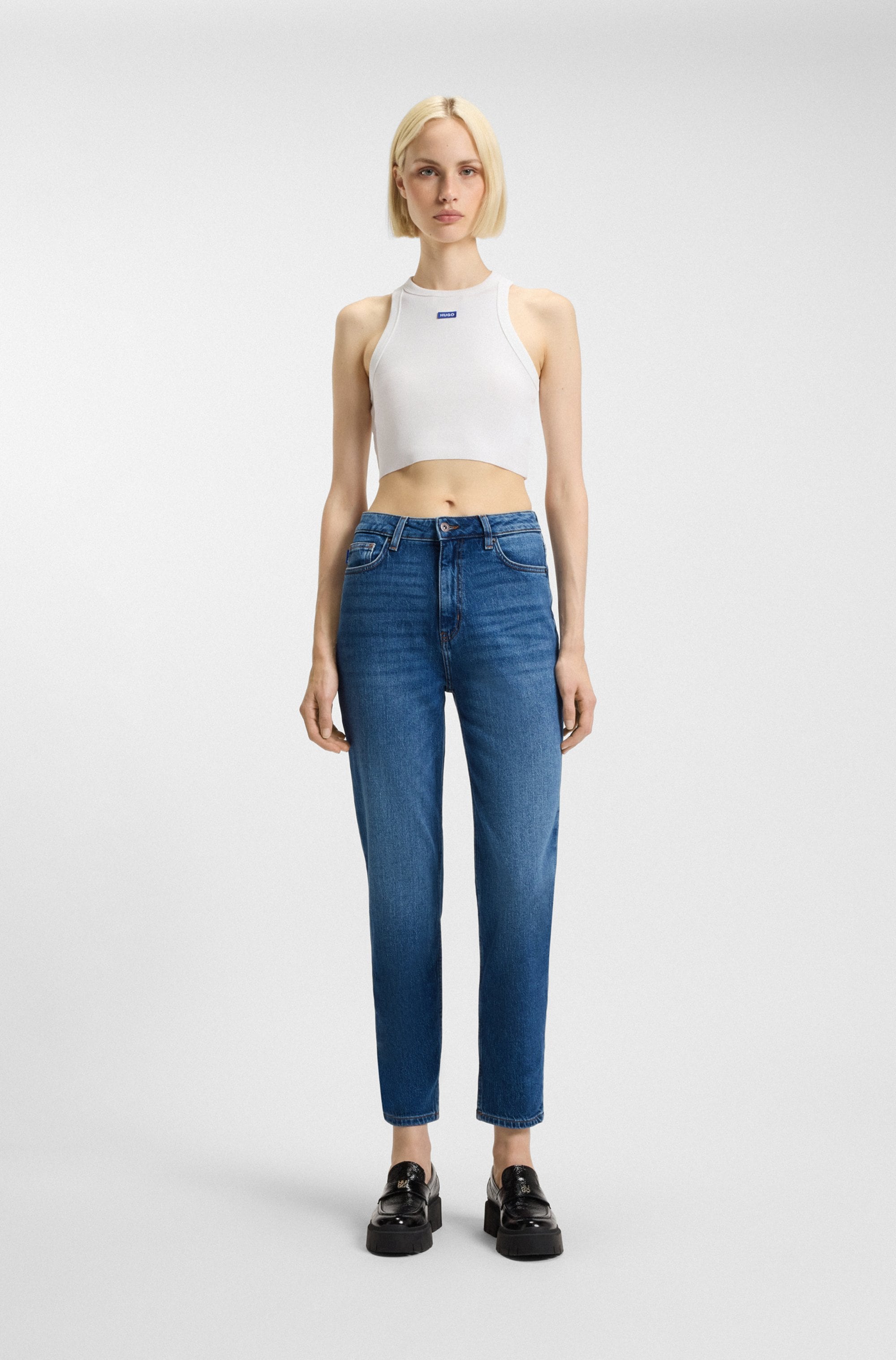 HUGO Blue Mom-Jeans »Noe«, Straight Fit Jeans mit hoher Leibhöhe